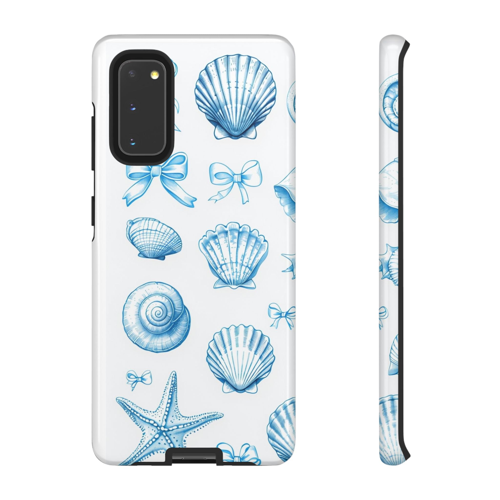 Seaside Shells Phone Case — Blue Nautical Shell & Starfish Pattern