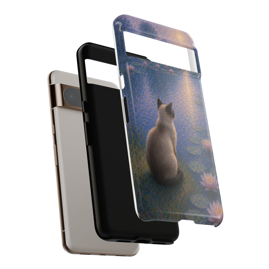 Cat Moonlight Phone Case — Serene Siamese by Lily Pond