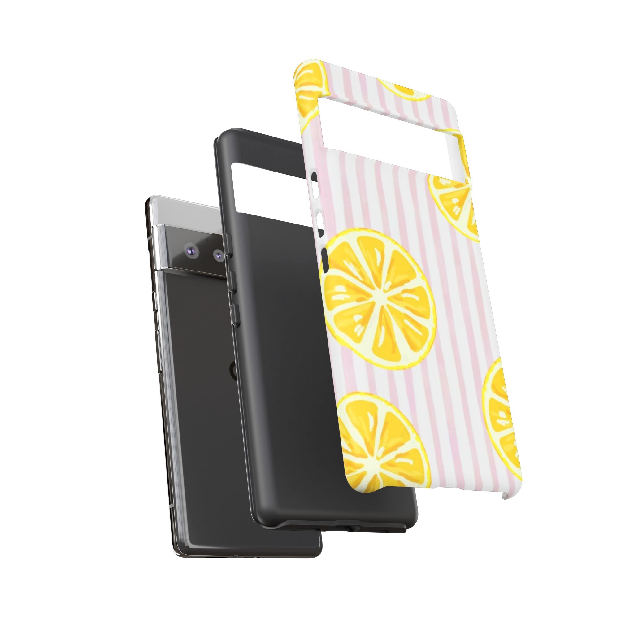 Lemon Slices Tough Case — Cute Pink Stripe Phone Cover