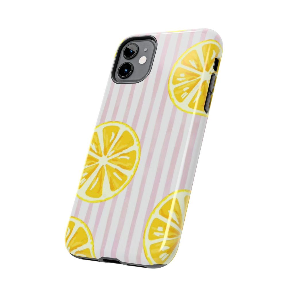 Lemon Slice Tough Phone Case — Pink Stripe Summer Protective Cover
