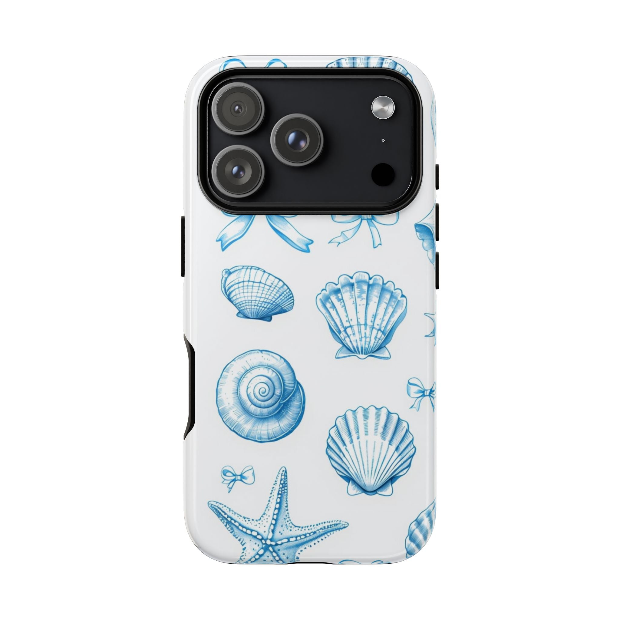 Seaside Shells Phone Case — Blue Nautical Shell & Starfish Pattern