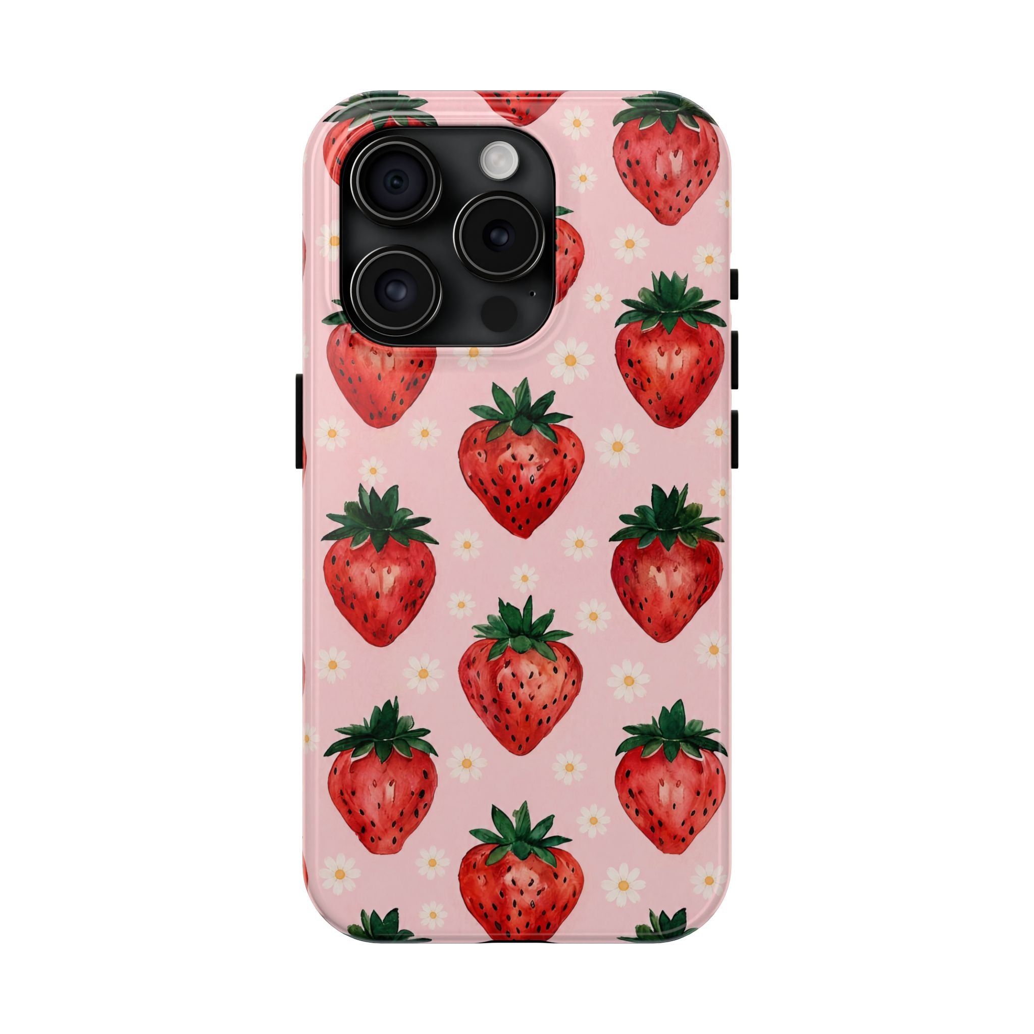 Strawberry Pattern Tough Phone Case — Cute Pink Fruit iPhone/Android Protection