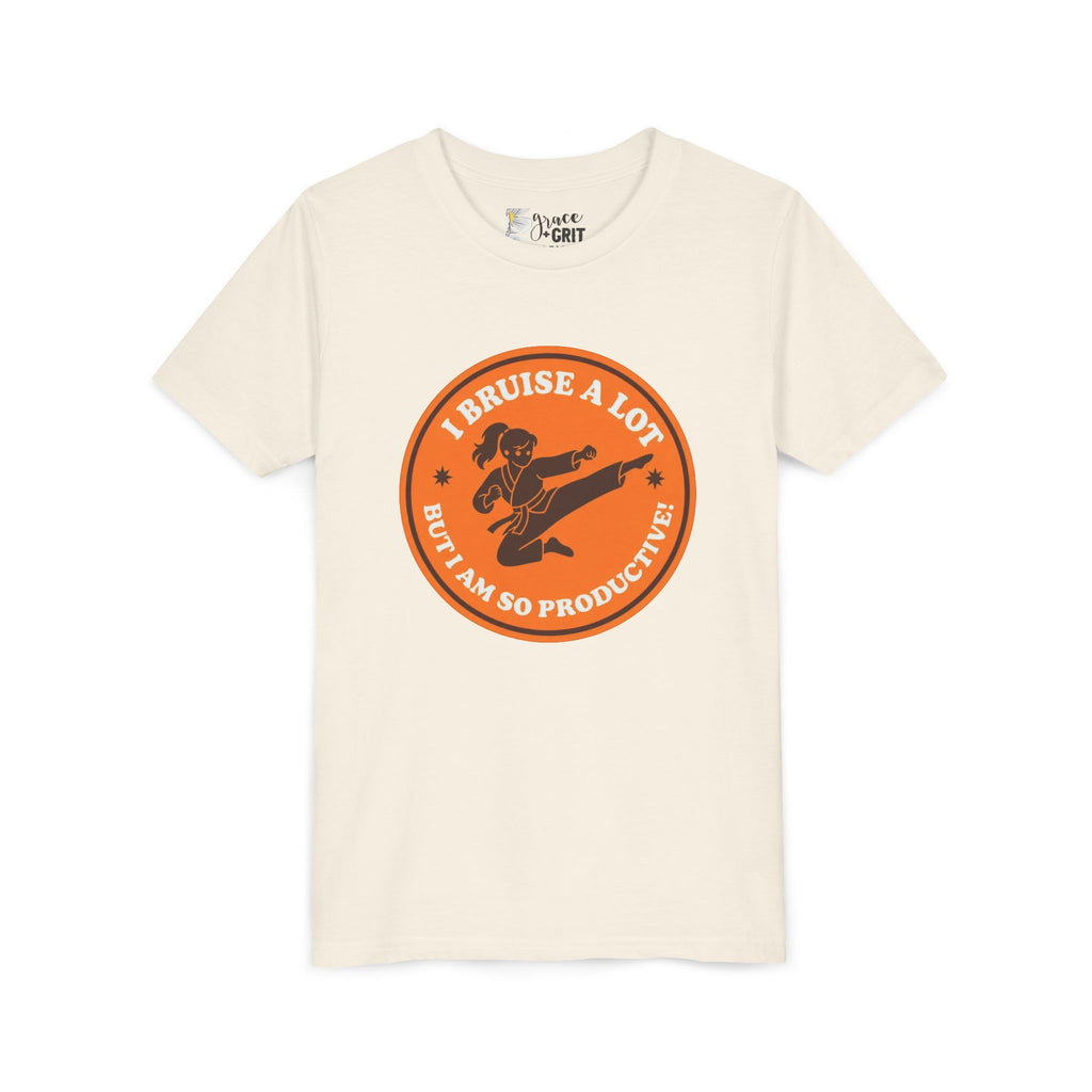 Youth Tee – "I Bruise a Lot But I Am So Productive" Martial Arts Graphic
