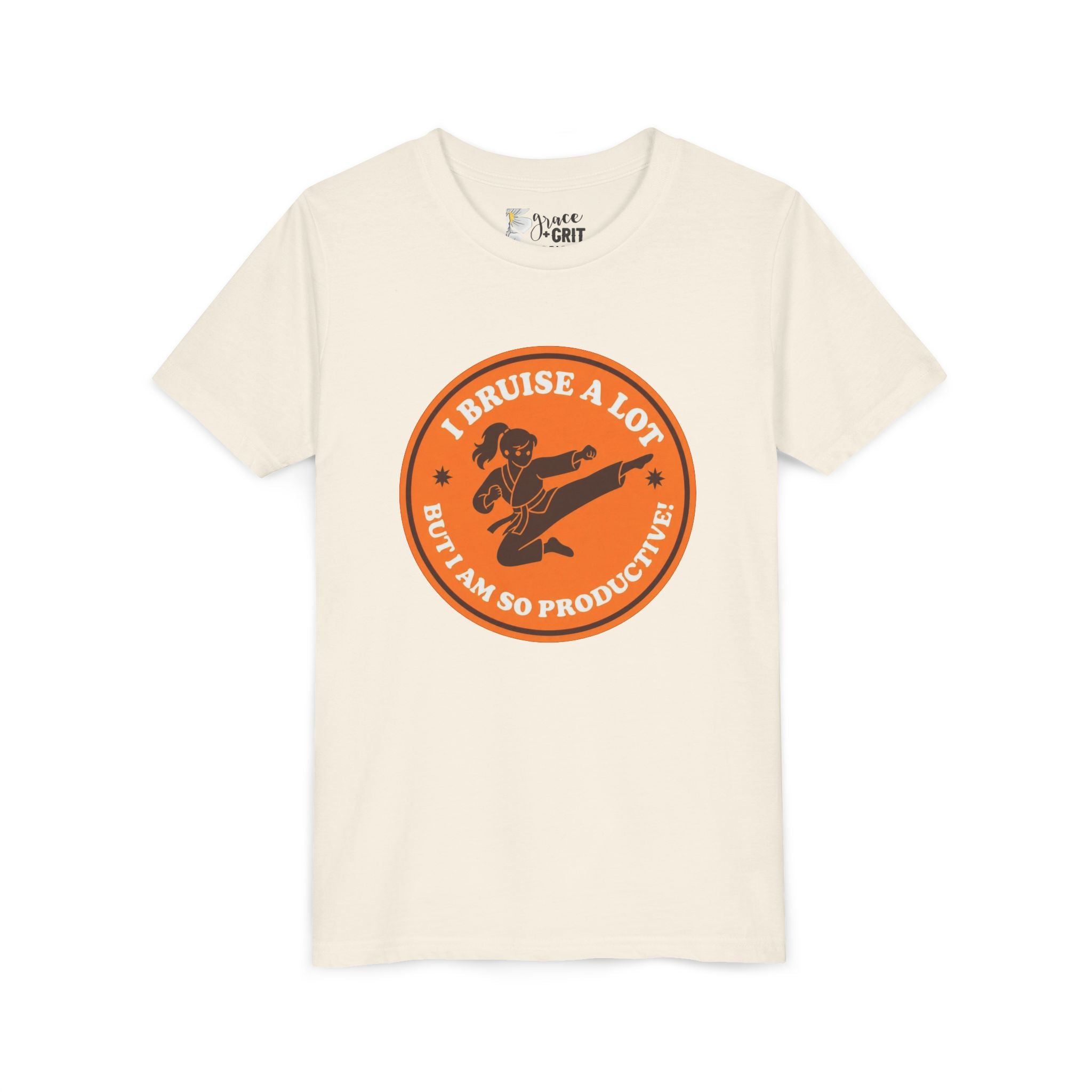 Youth Tee – "I Bruise a Lot But I Am So Productive" Martial Arts Graphic