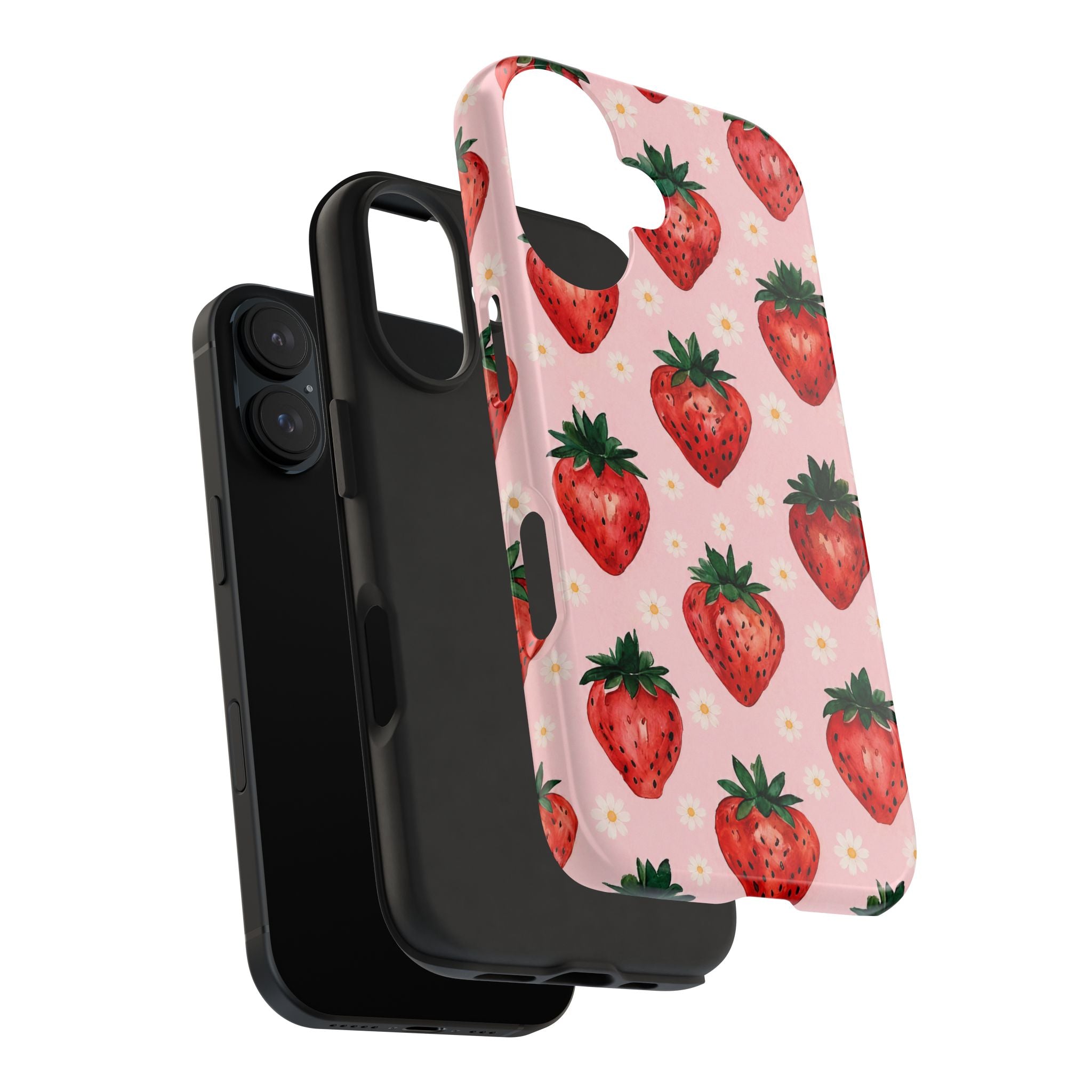 Strawberry Pattern Tough Phone Case — Cute Pink Fruit iPhone/Android Protection