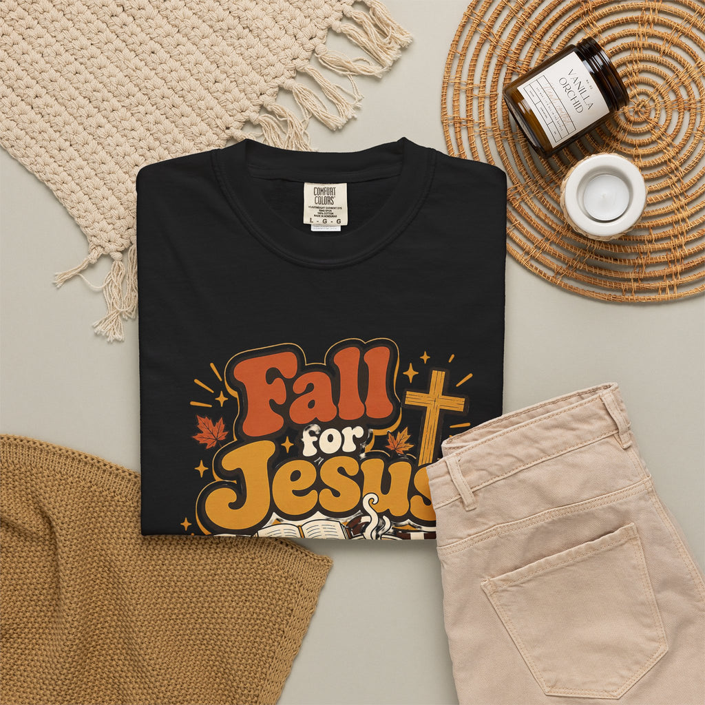 Fall for Jesus He Never Leaves Christian T-Shirt