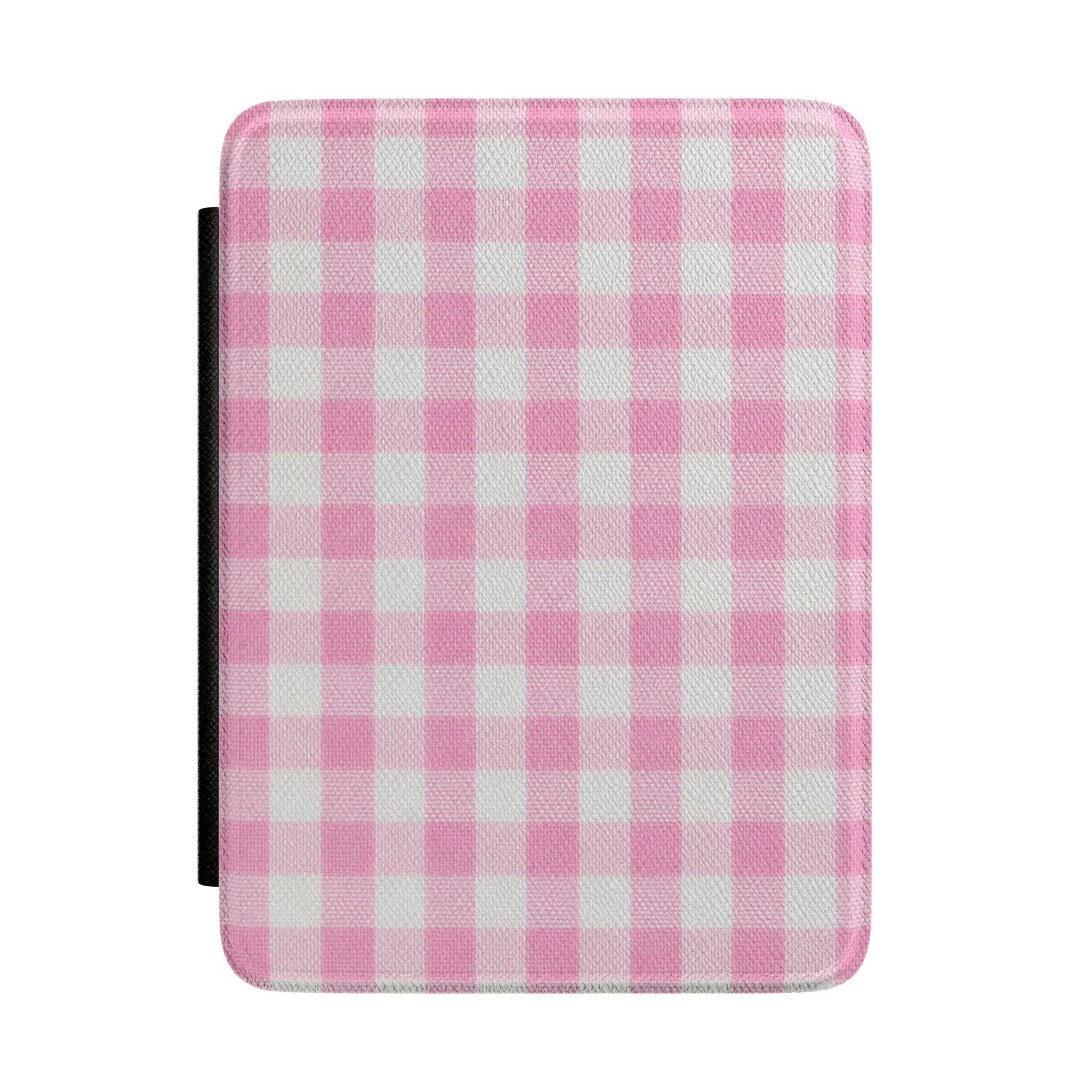 Pink Gingham Kindle Case – Cute Plaid E-Reader Cover