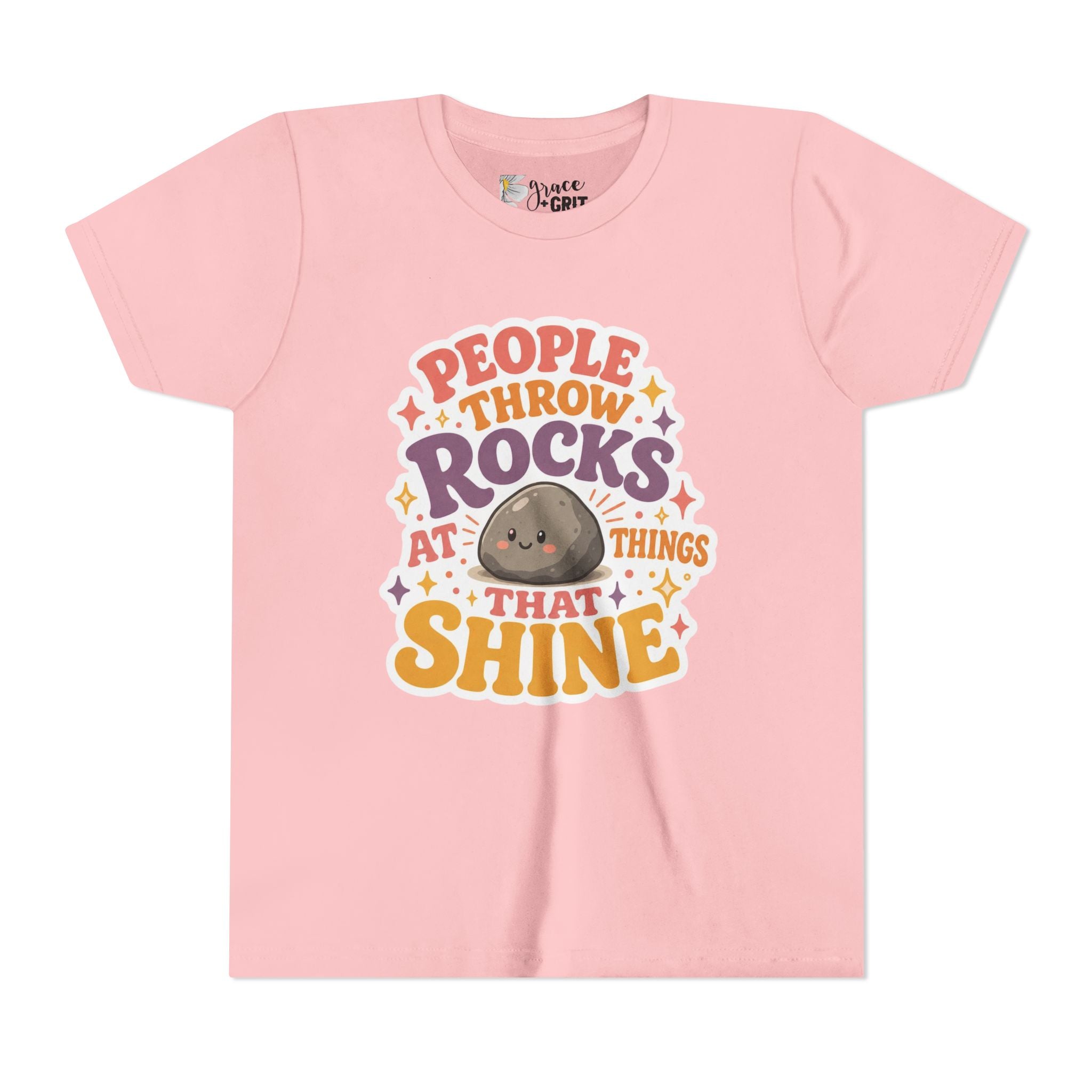 Youth Tee — "People Throw Rocks at Things That Shine" Positive Graphic Tee