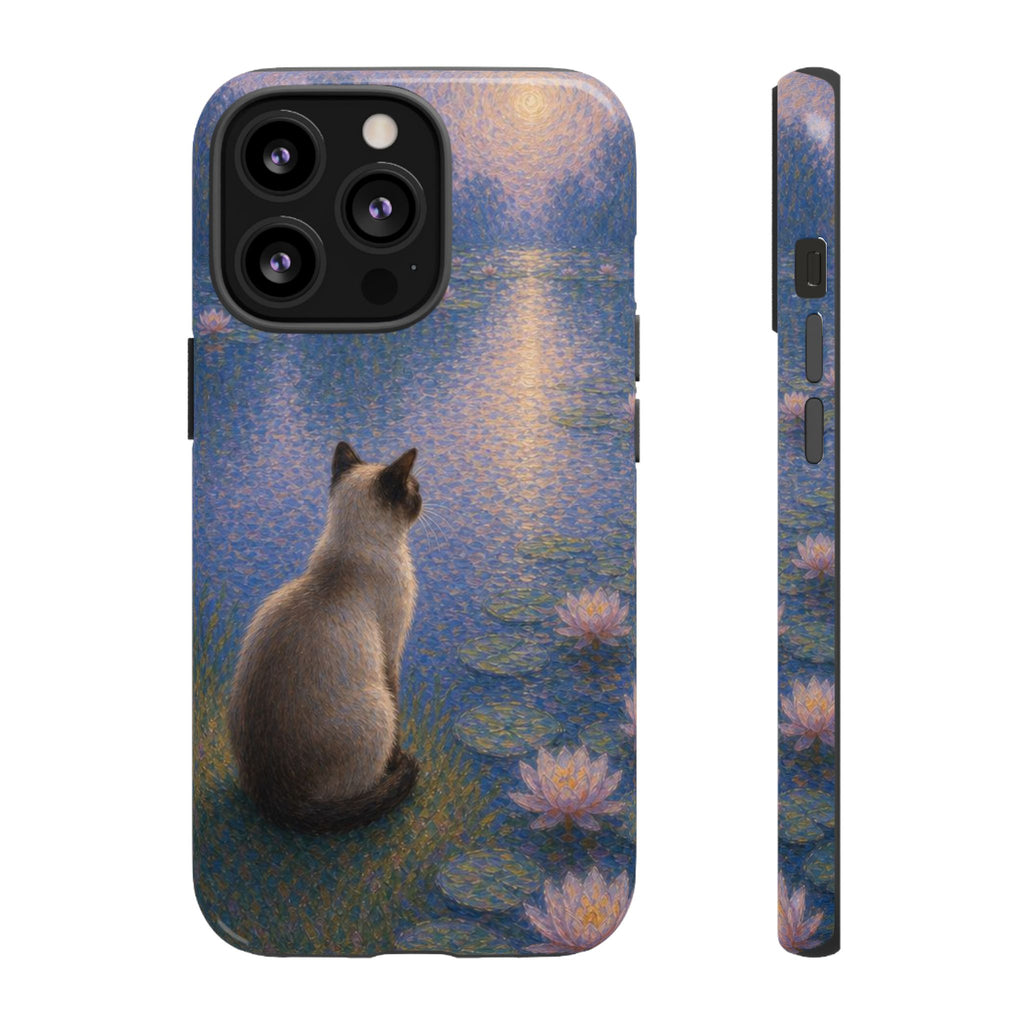 Cat Moonlight Phone Case — Serene Siamese by Lily Pond