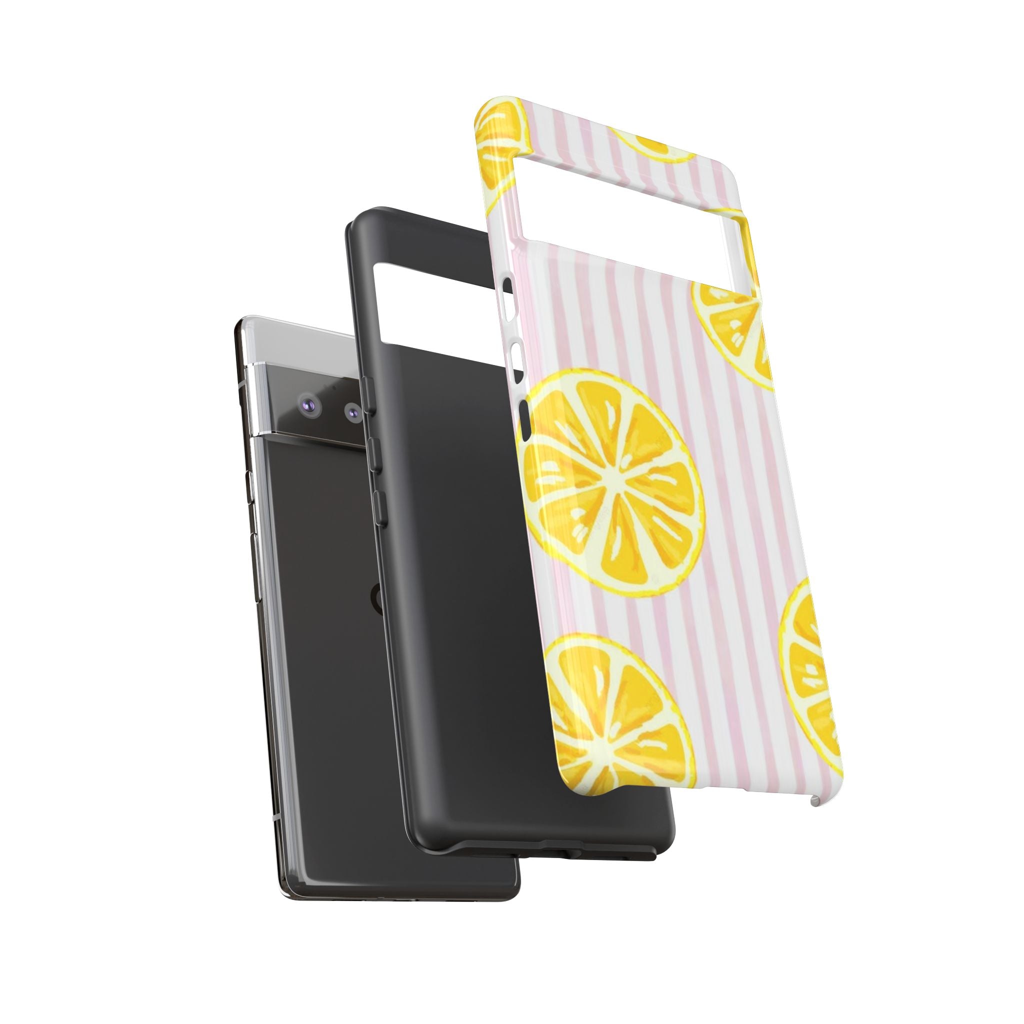 Lemon Slices Tough Case — Cute Pink Stripe Phone Cover
