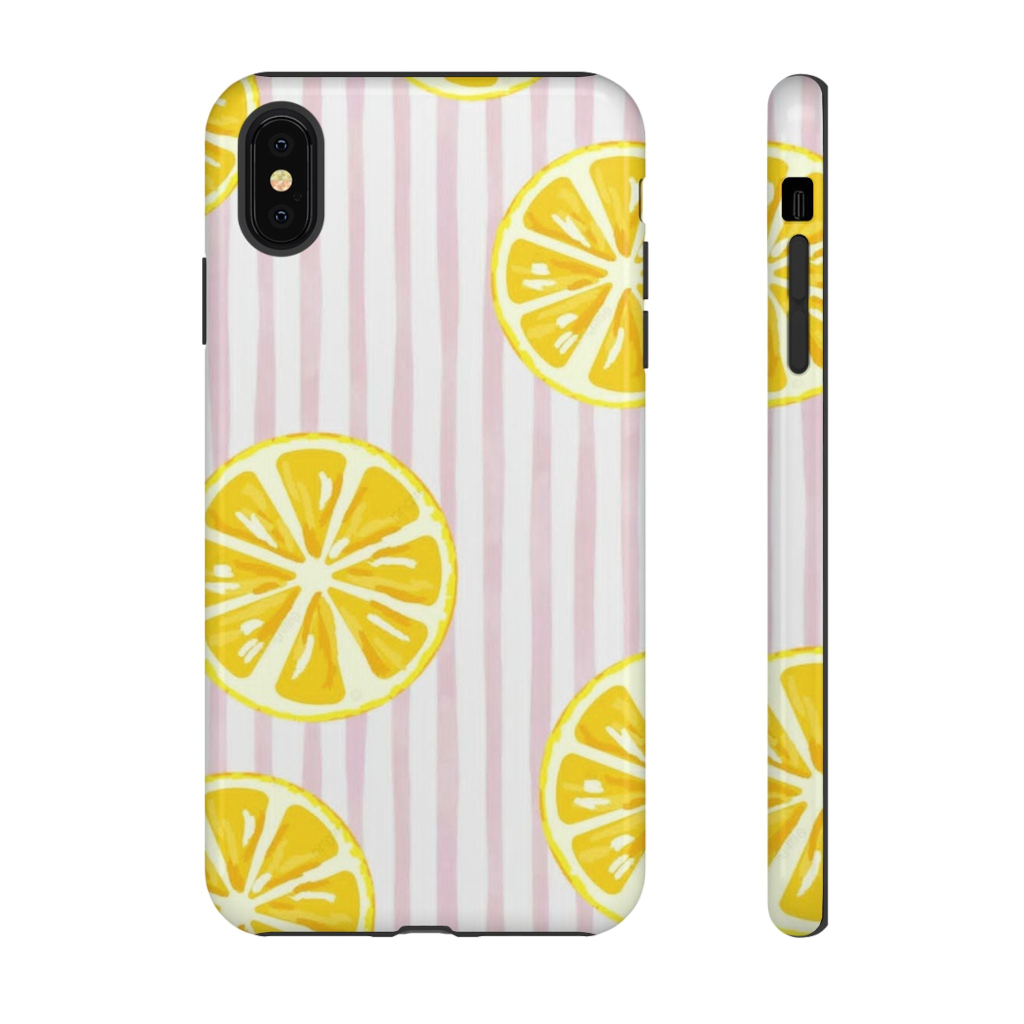 Lemon Slices Tough Case — Cute Pink Stripe Phone Cover