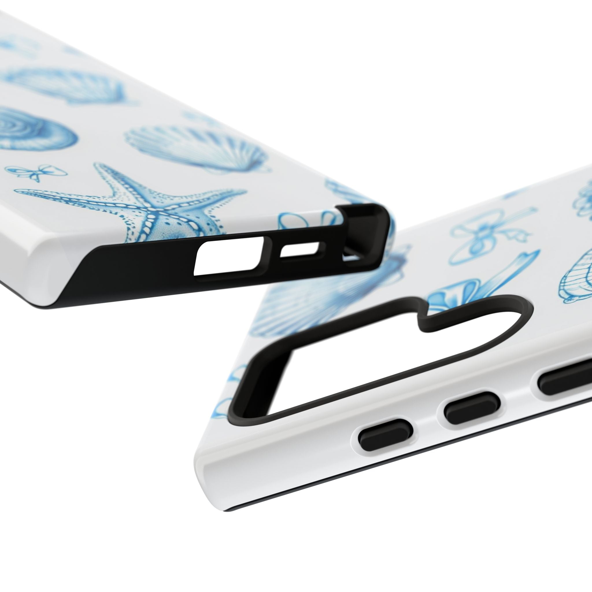 Seaside Shells Phone Case — Blue Nautical Shell & Starfish Pattern
