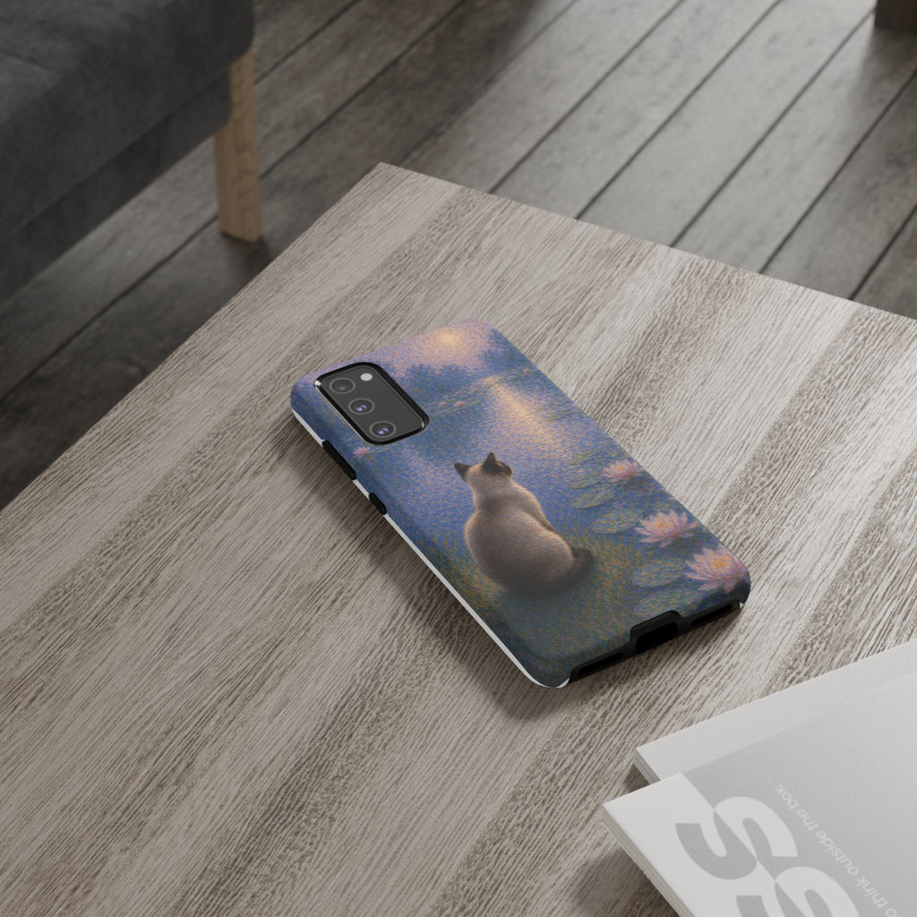 Cat Moonlight Phone Case — Serene Siamese by Lily Pond