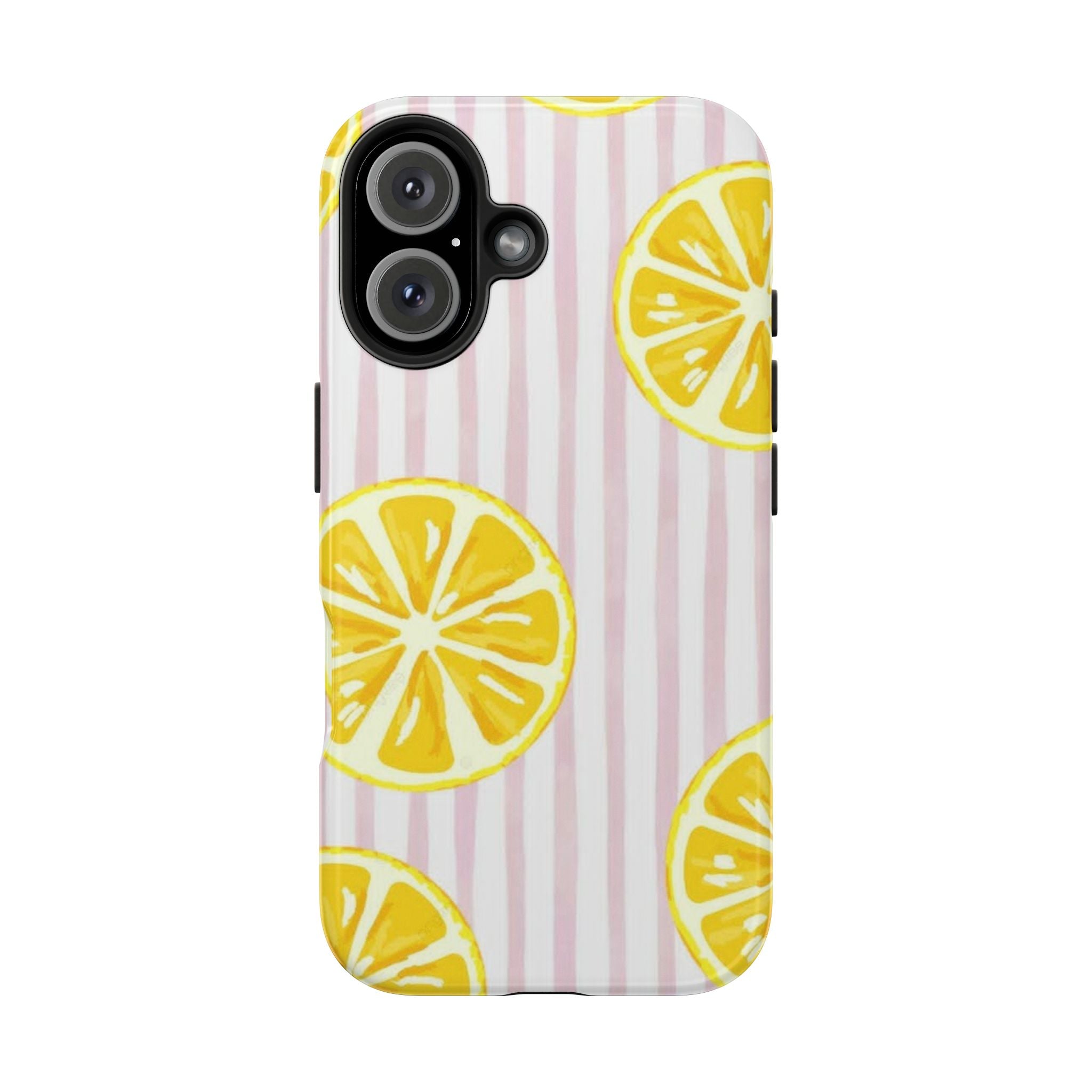 Lemon Slice Tough Phone Case — Pink Stripe Summer Protective Cover