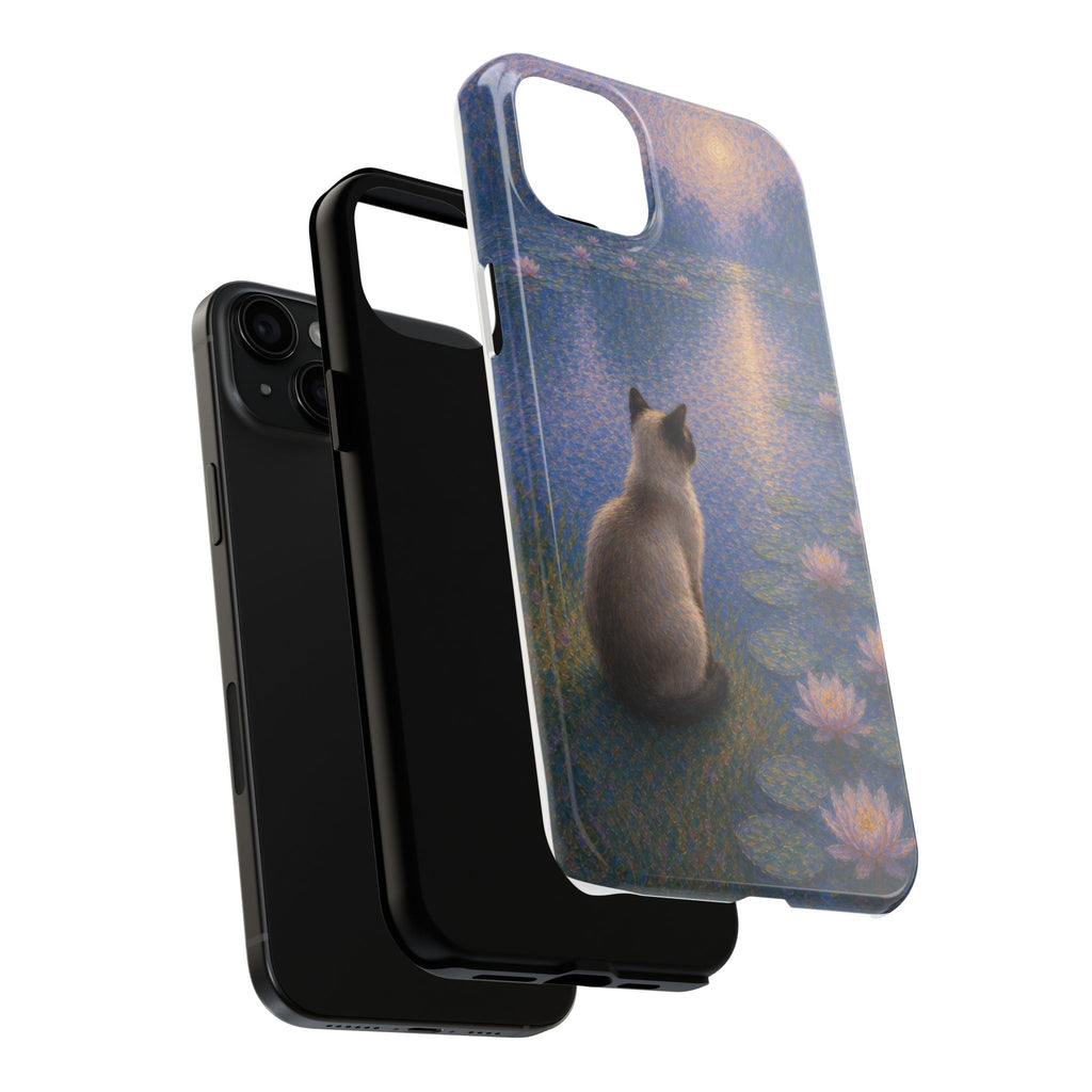 Siamese Cat by Moonlight Tough Phone Case – Waterlily Dream Protective Cover