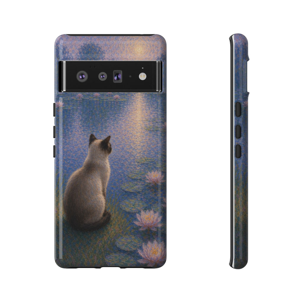 Cat Moonlight Phone Case — Serene Siamese by Lily Pond