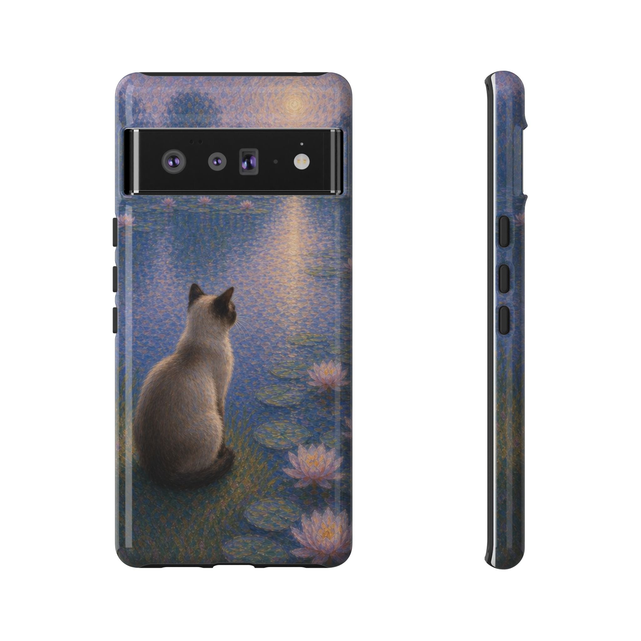Cat Moonlight Phone Case — Serene Siamese by Lily Pond