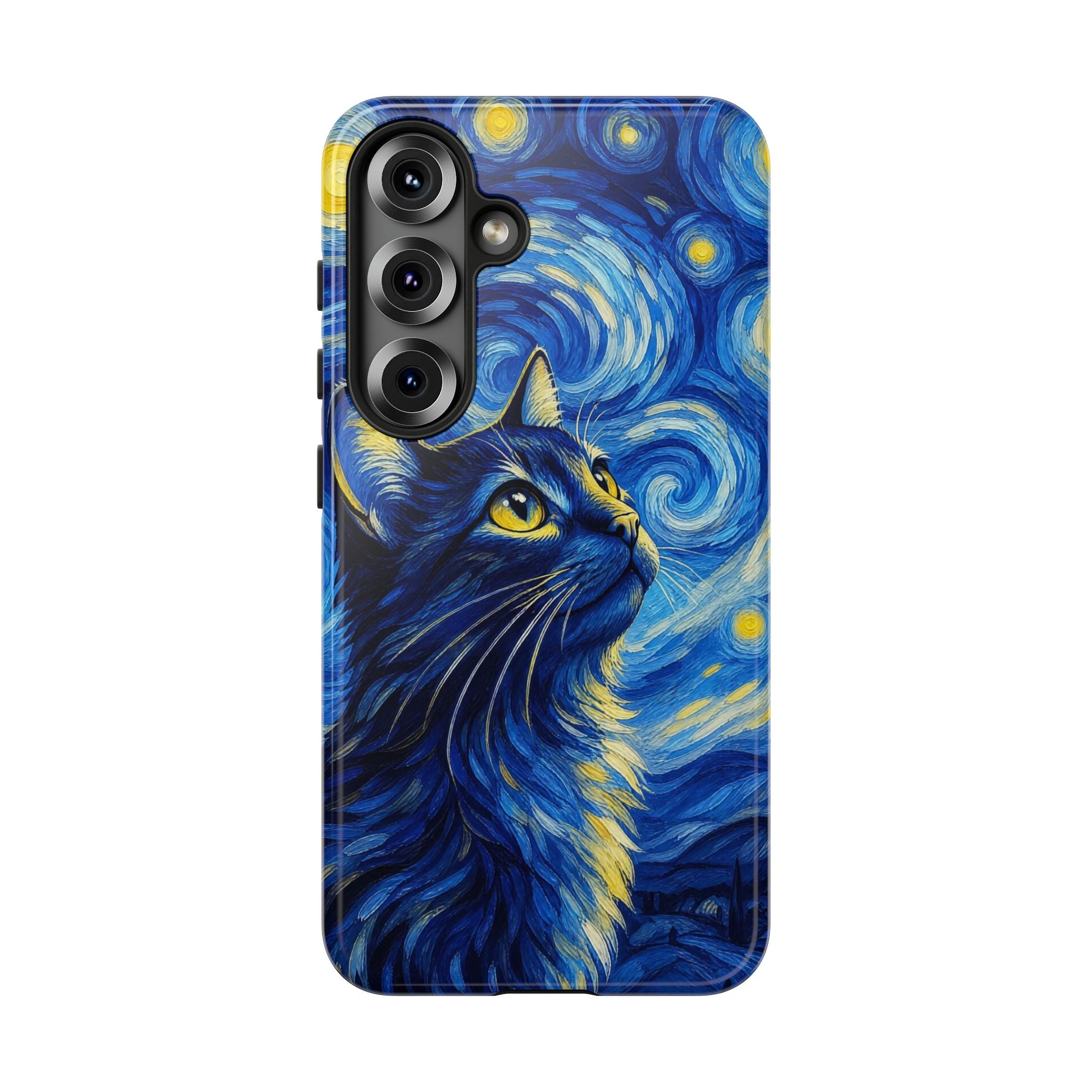 Starry Night Cat Phone Case — Van GoghStyle Blue Galaxy iPhone Cover