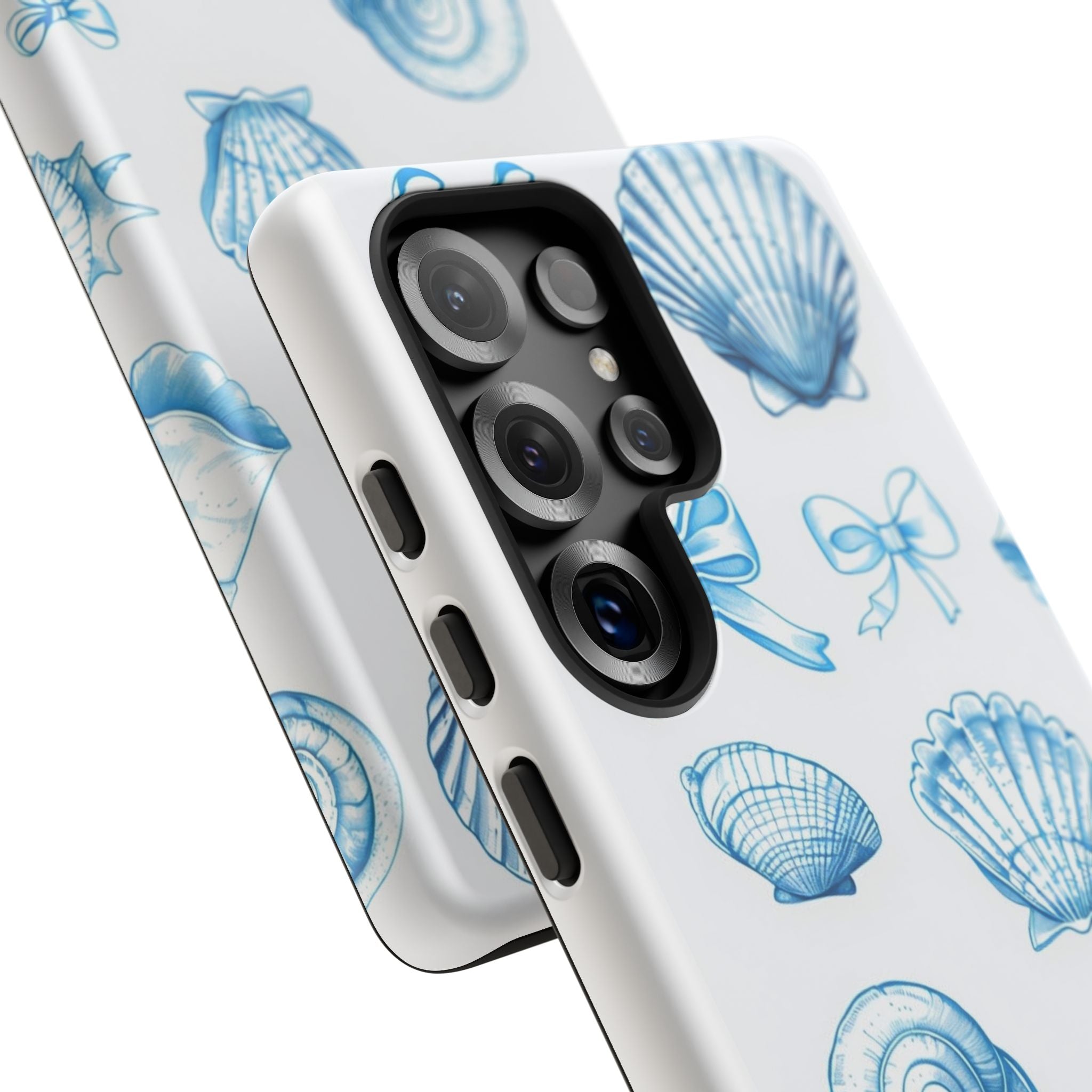 Seaside Shells Phone Case — Blue Nautical Shell & Starfish Pattern
