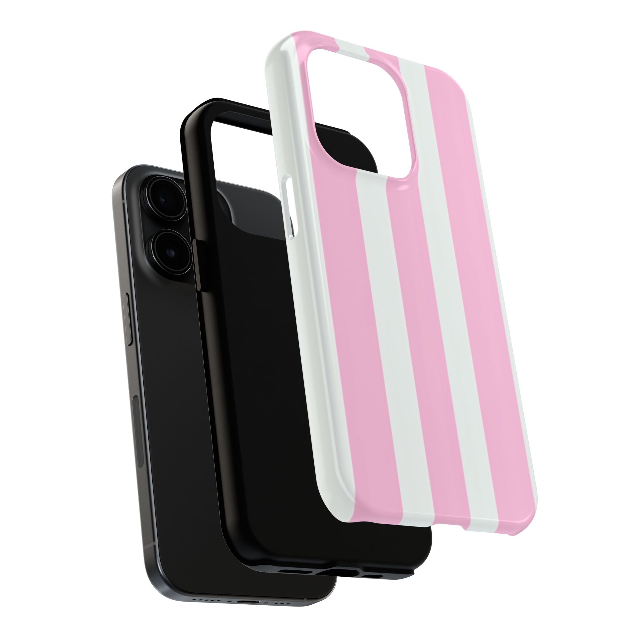 Pink & White Stripe Tough Phone Case — Protective Stripe iPhone Cover