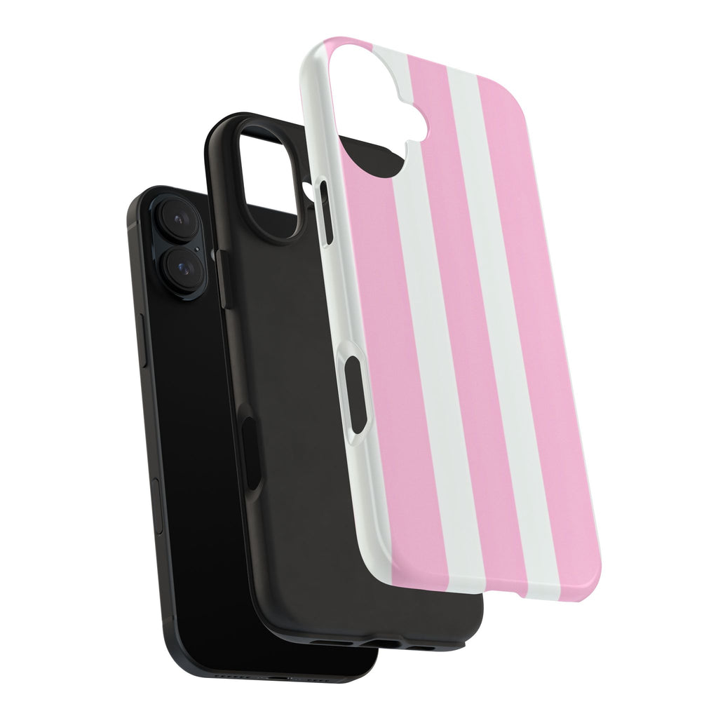 Pink & White Stripe Tough Phone Case — Protective Stripe iPhone Cover