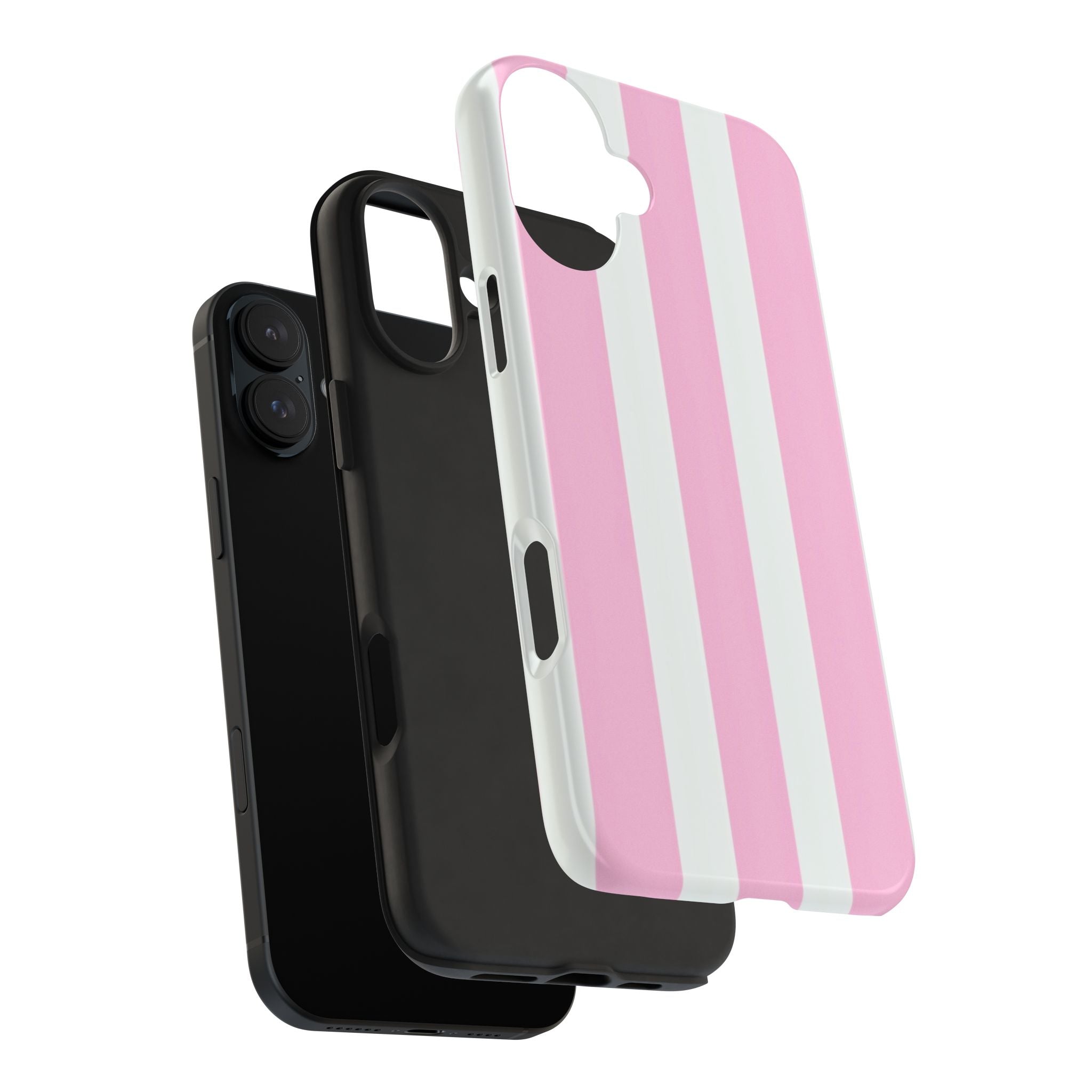 Pink & White Stripe Tough Phone Case — Protective Stripe iPhone Cover