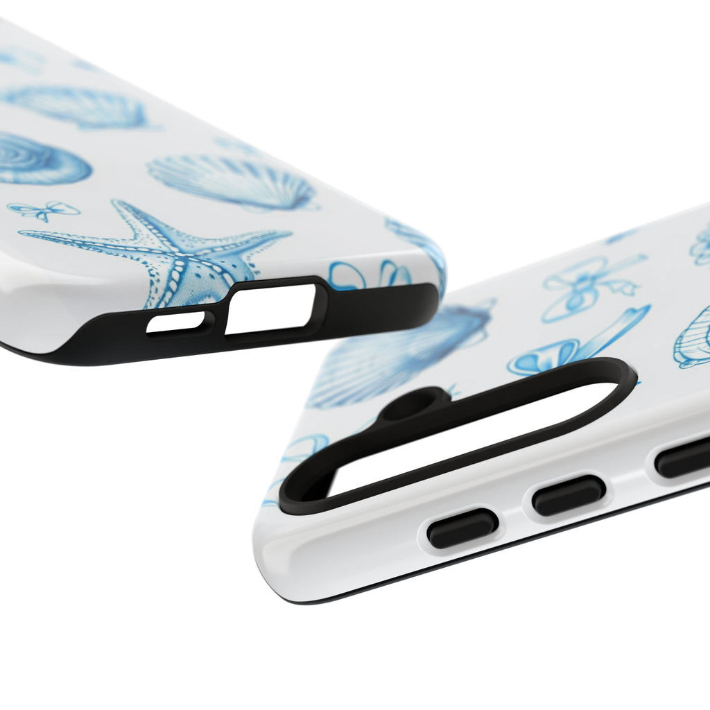 Seaside Shells Phone Case — Blue Nautical Shell & Starfish Pattern