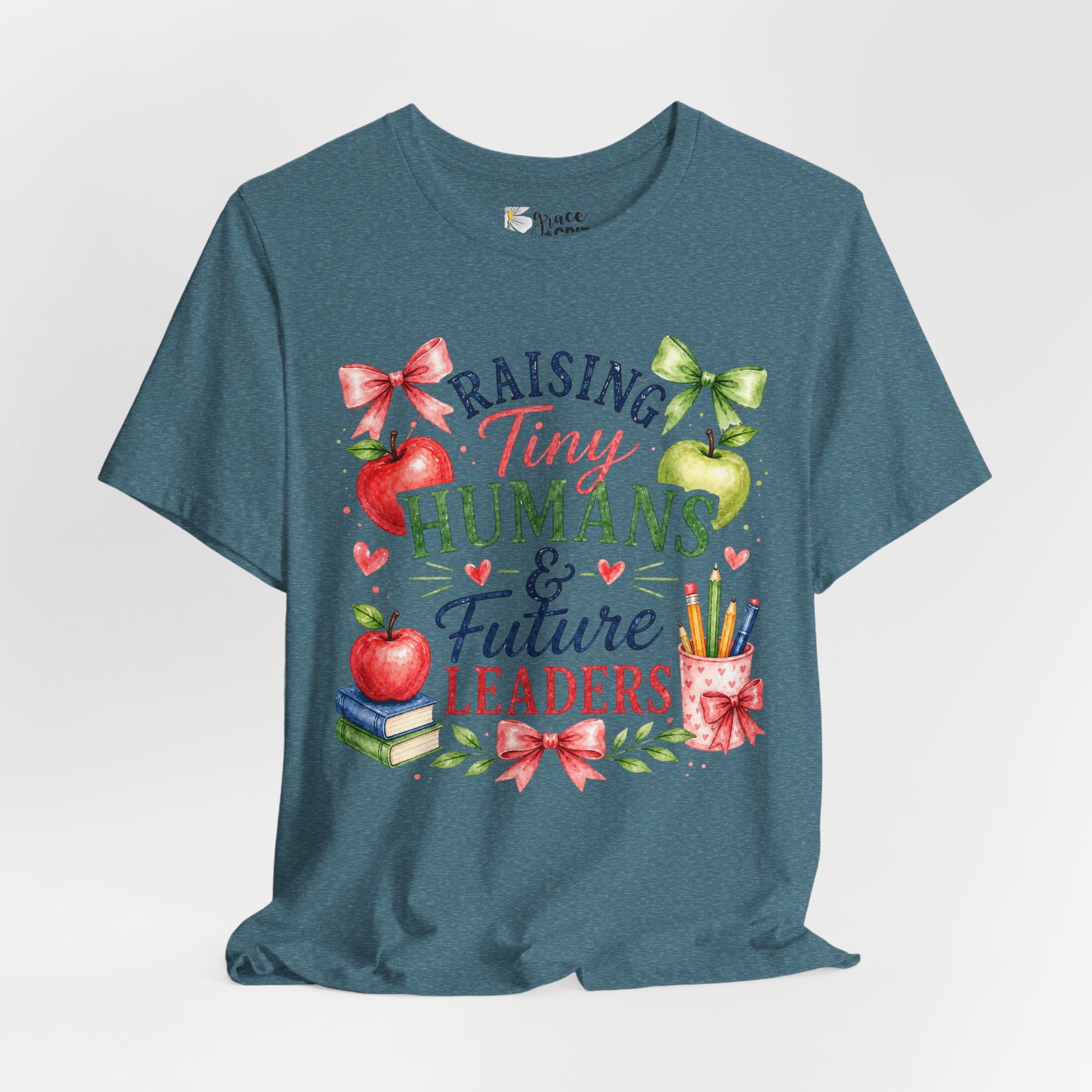 Teacher Mom T-Shirt – "Raising Tiny Humans & Future Leaders" Back-to-School Tee