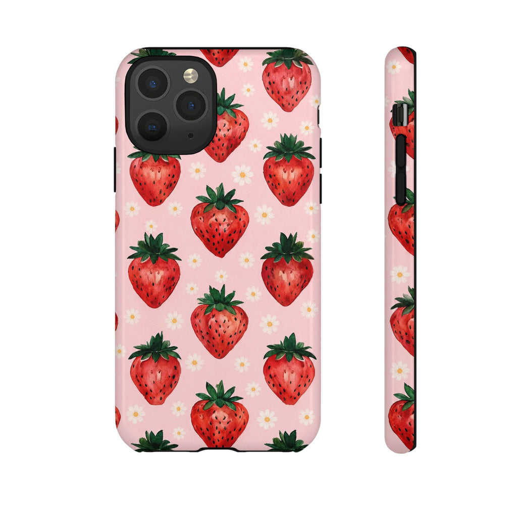 Strawberry Pattern Tough Case — Cute Pink Fruit Phone Case