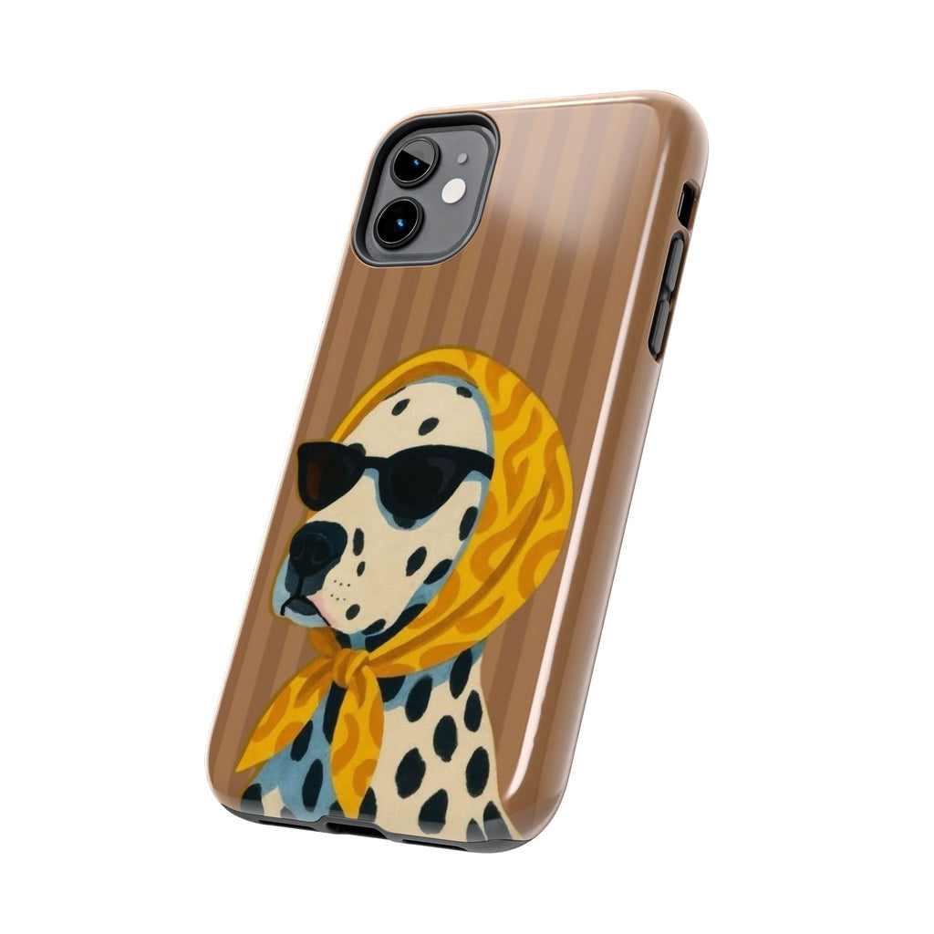 Dalmatian in Scarf Tough Phone Case — Retro Dog Print Protective Cover