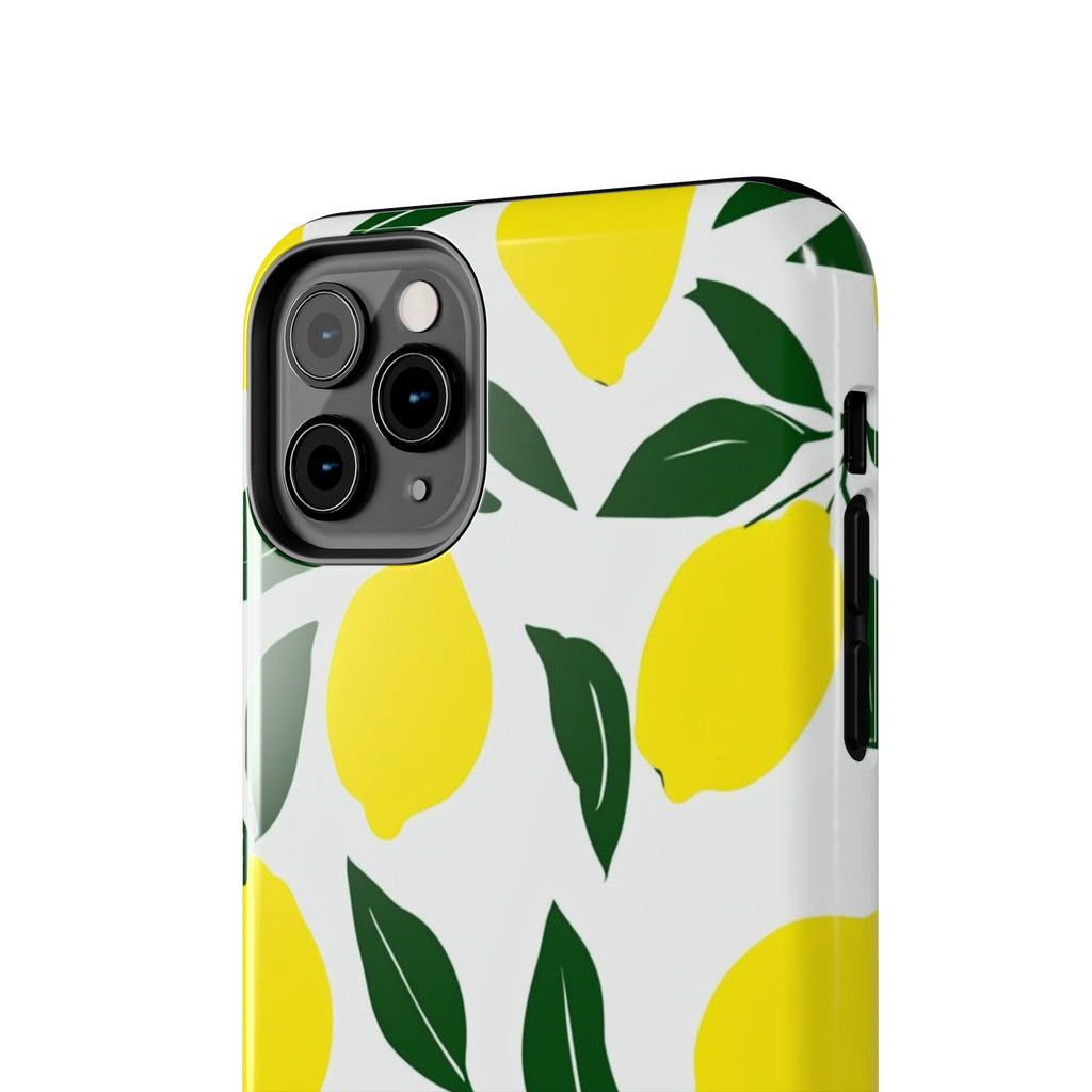 Lemon Pattern Tough Phone Case — Bright Citrus Protective Phone Cover