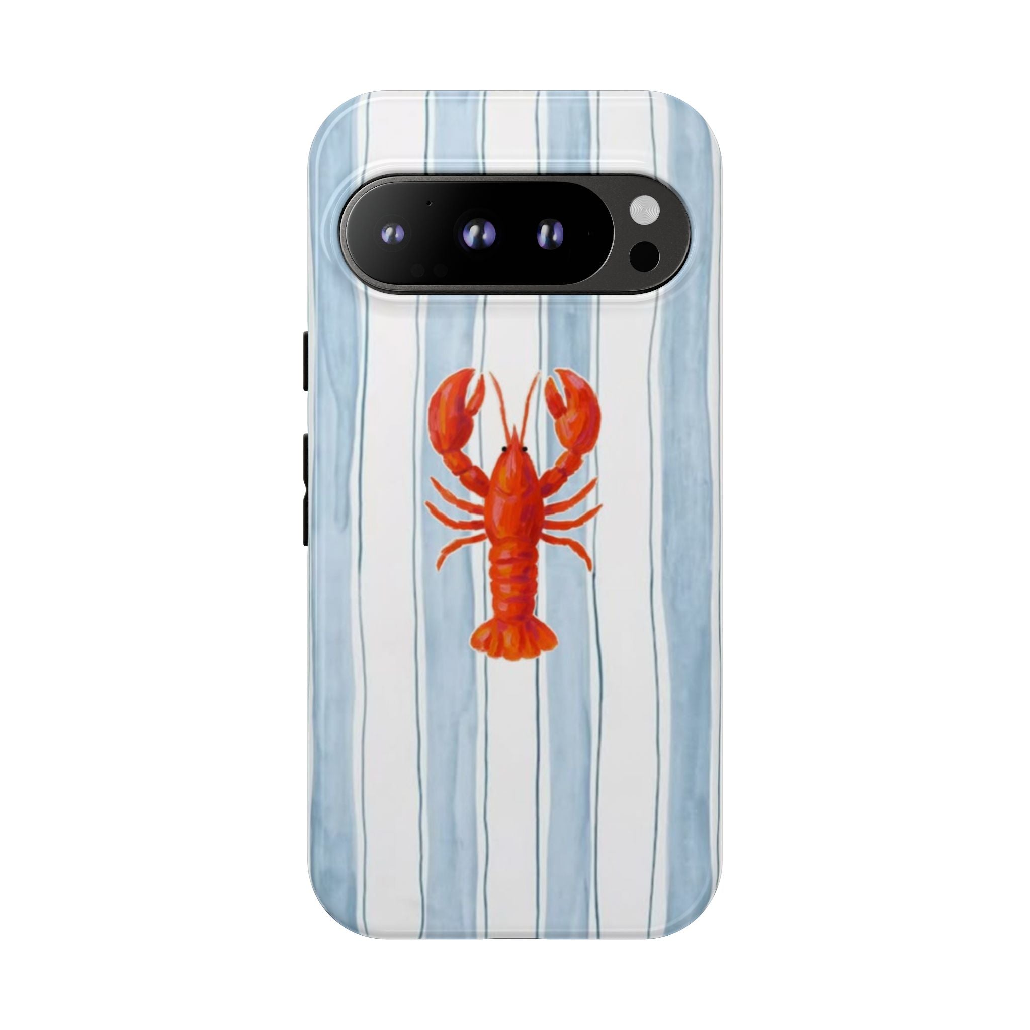 Lobster Stripe Phone Case — Nautical Blue & White Protective Cover