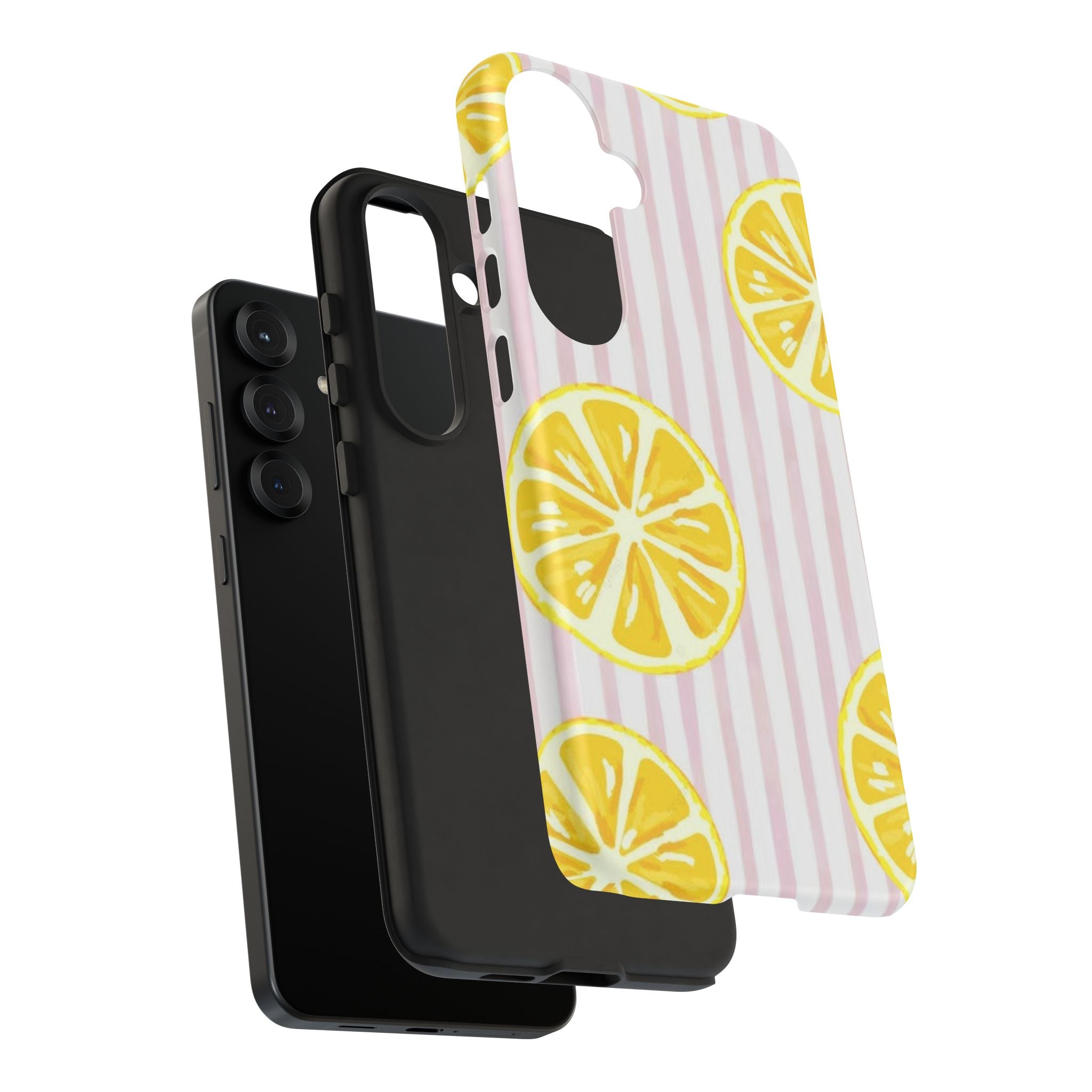 Lemon Slices Tough Case — Cute Pink Stripe Phone Cover