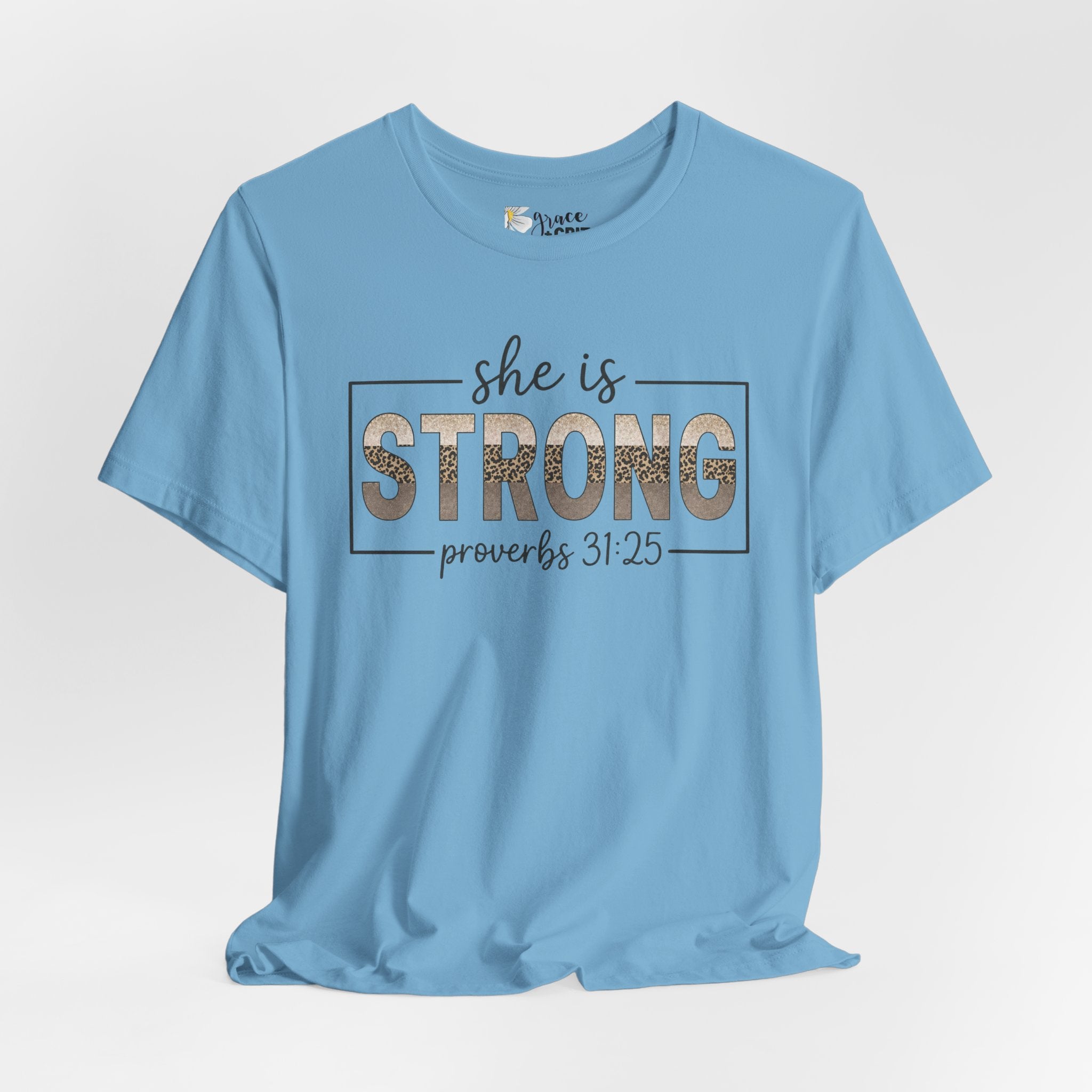 She Is Strong Floral Tee — Inspirational Women's Strength T-Shirt