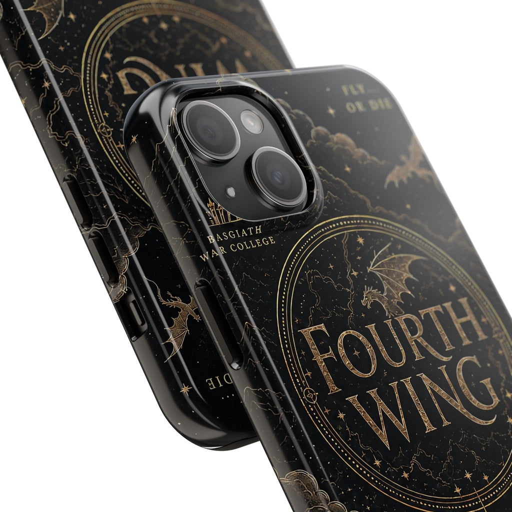 Fourth Wing Tough Phone Case — Dark Fantasy Dragon Design, 'Fly or Die' Quote