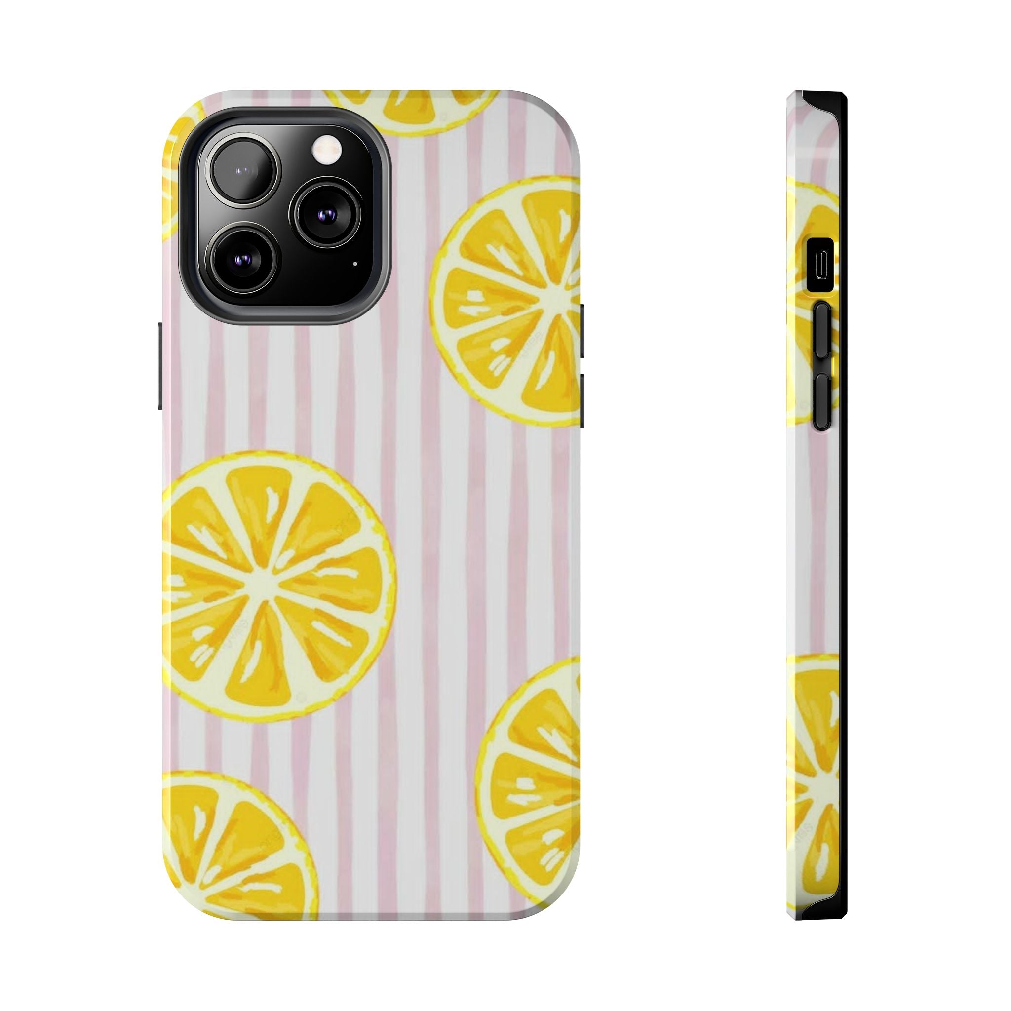 Lemon Slice Tough Phone Case — Pink Stripe Summer Protective Cover