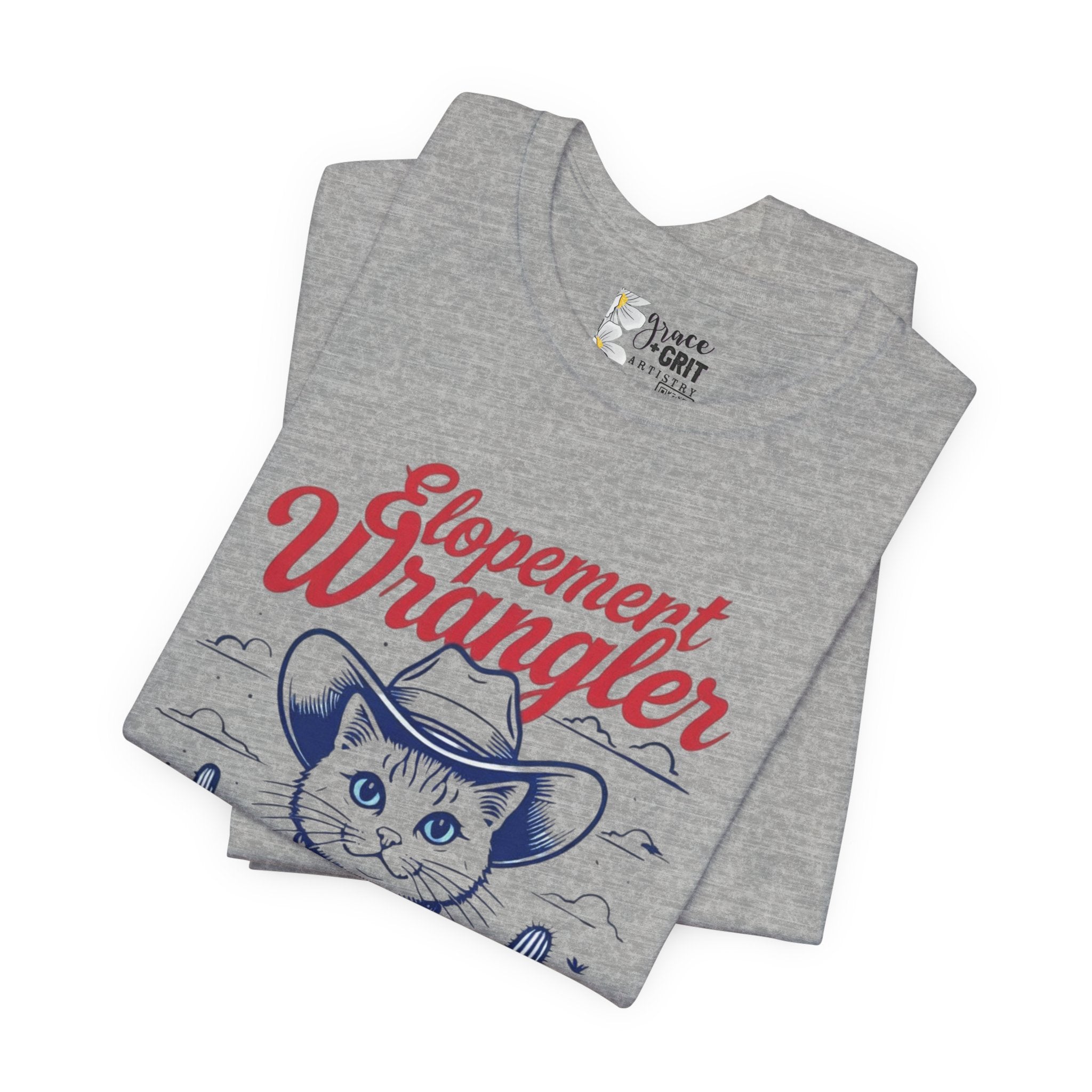 Elopement Wrangler Cat Tee | Cowboy Hat Cactus Desert Cat Illustration