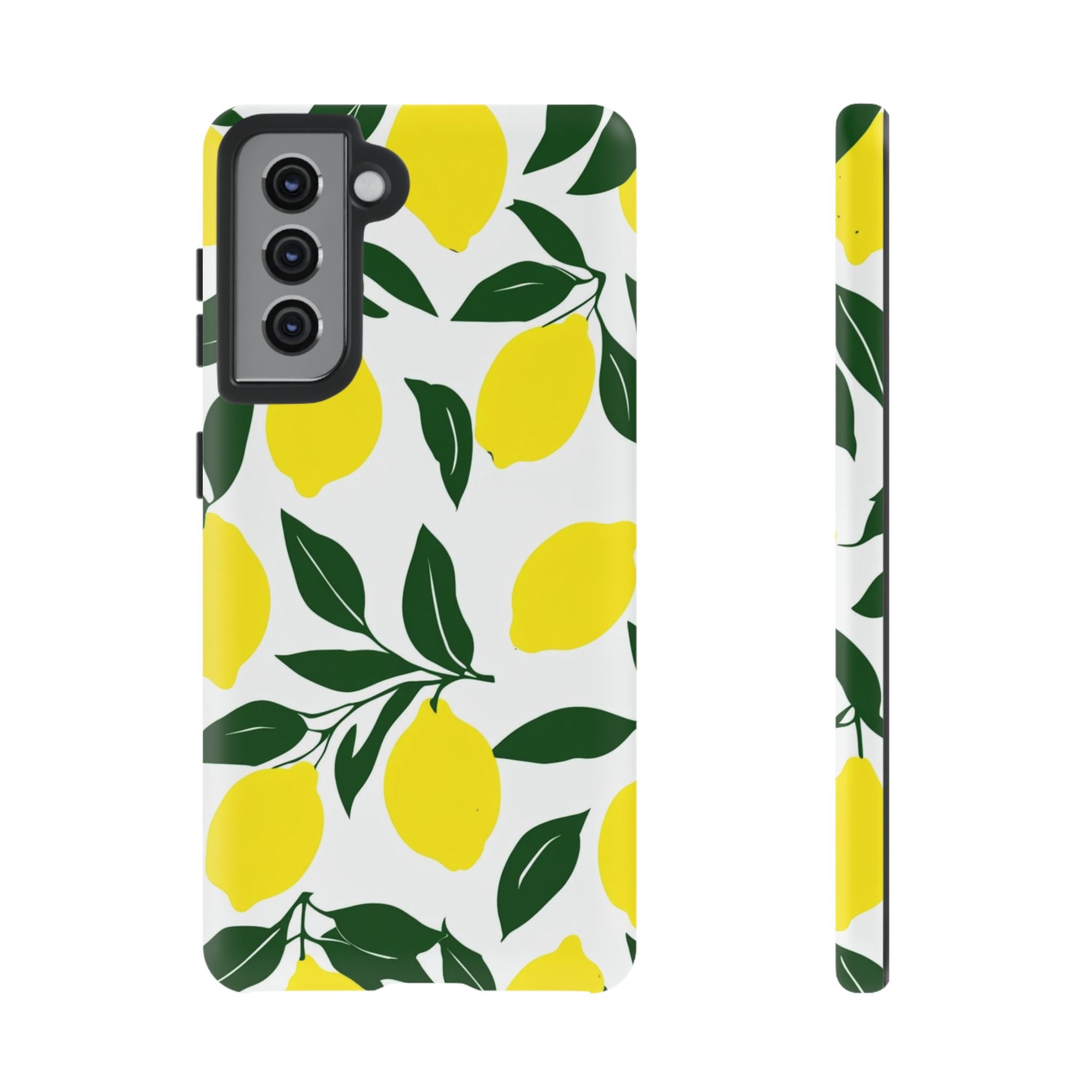 Lemon Pattern Tough Phone Case — Bright Citrus Protective Cover
