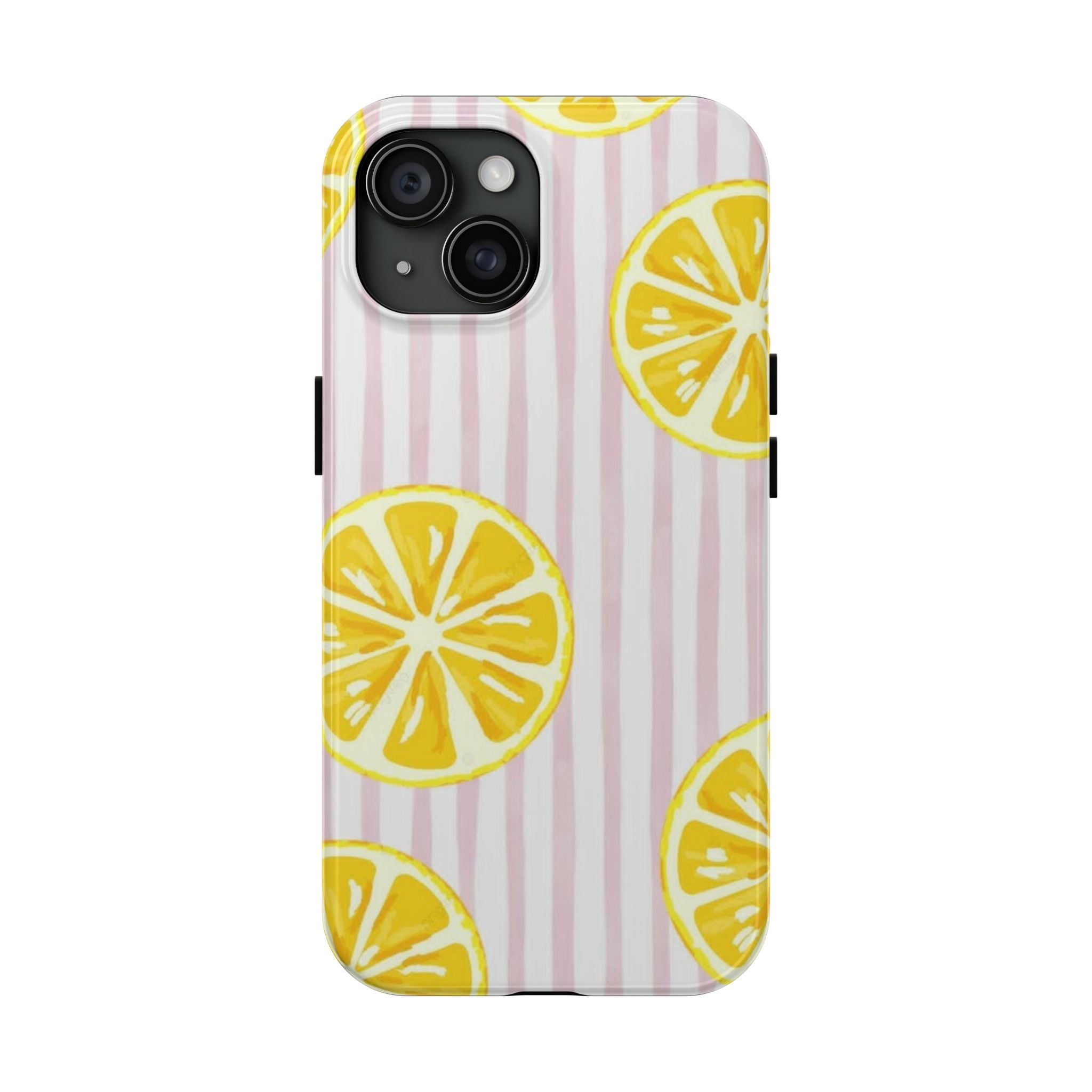Lemon Slice Tough Phone Case — Pink Stripe Summer Protective Cover