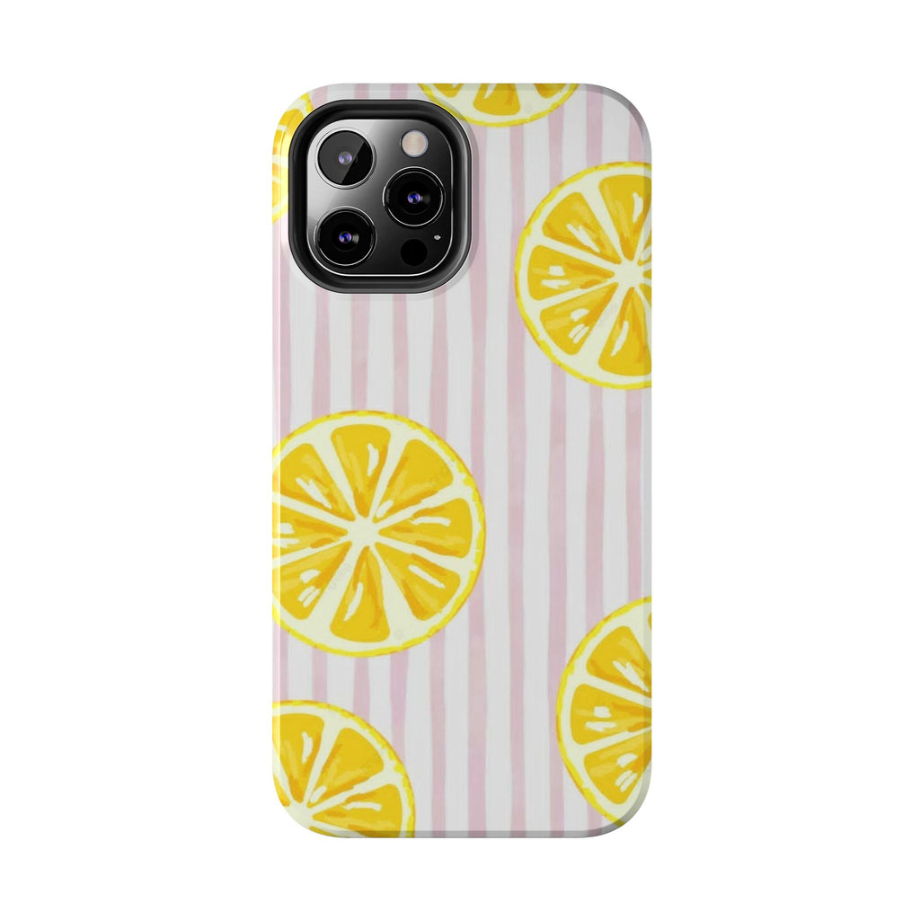 Lemon Slice Tough Phone Case — Pink Stripe Summer Protective Cover