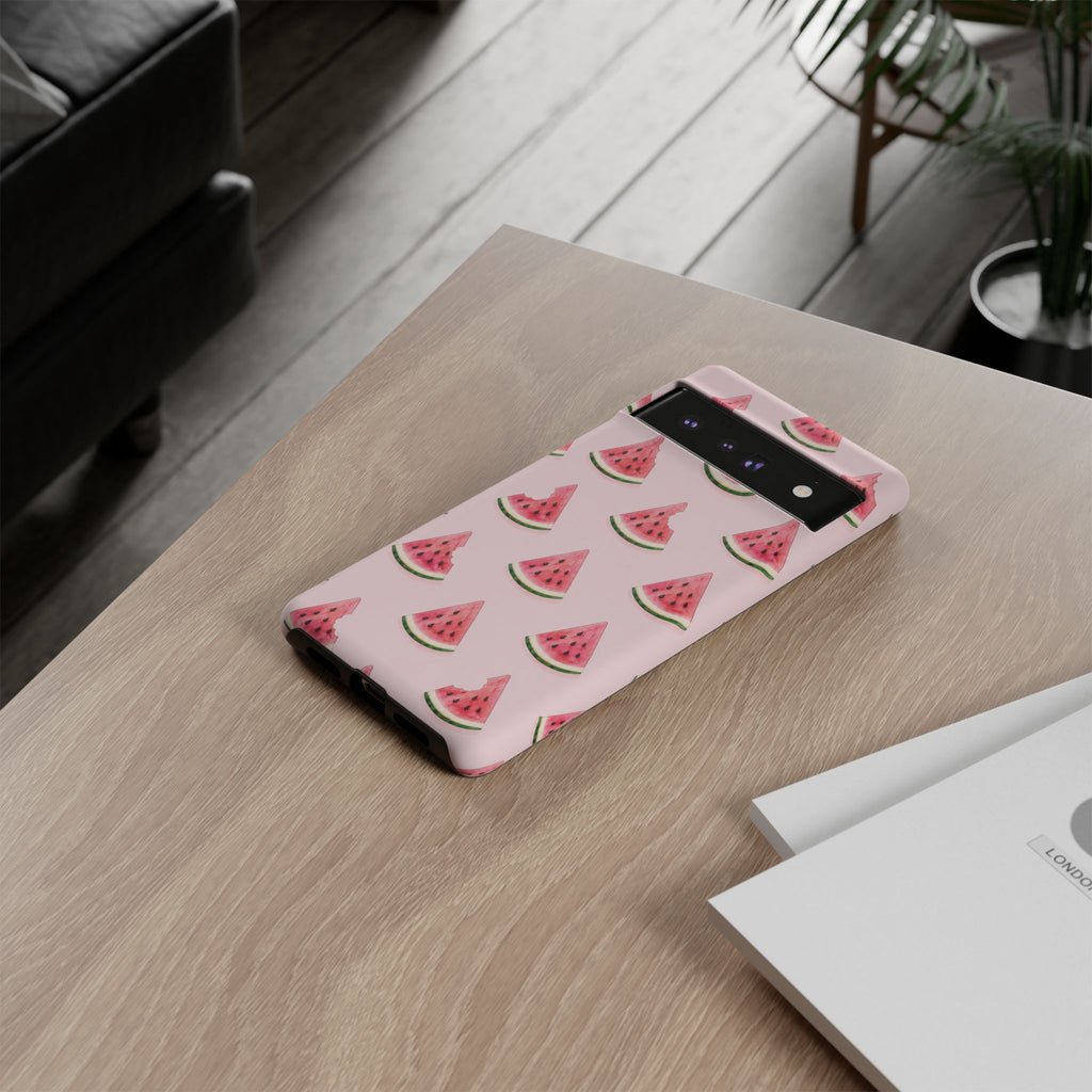 Watermelon Pattern Tough Phone Case — Pink Fruit Slice Protective Case