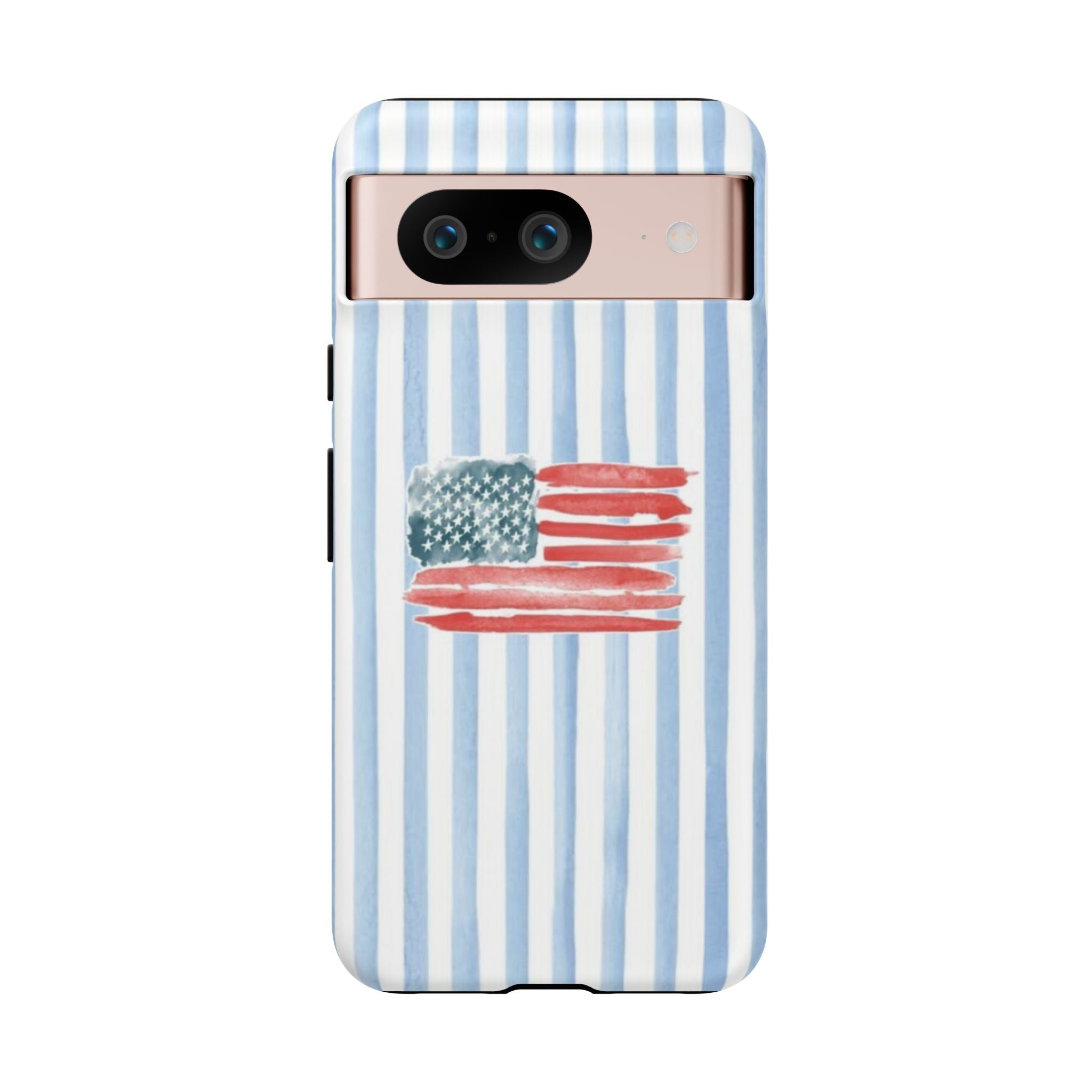 American Flag Watercolor Phone Case - Blue Stripe Tough Case
