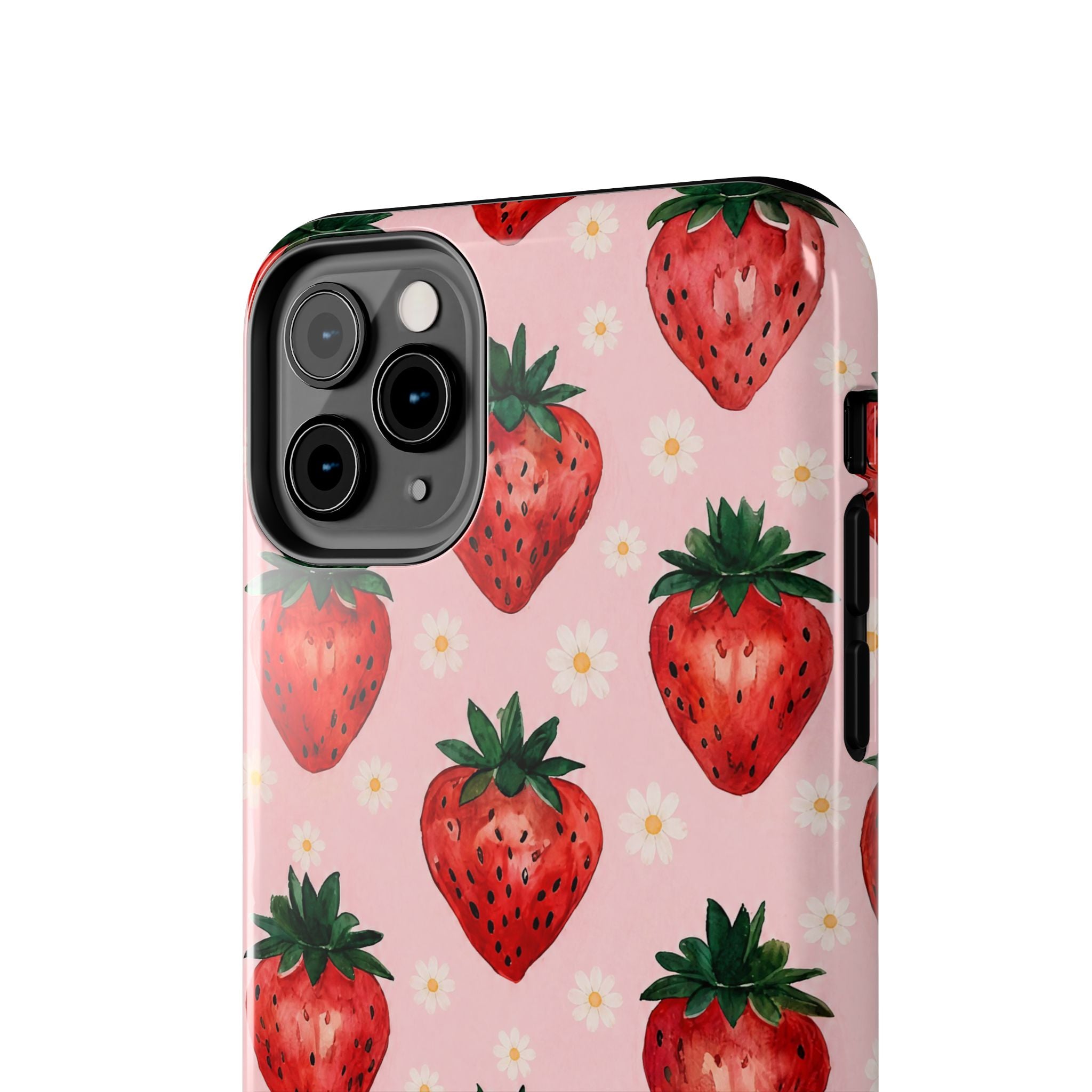 Strawberry Pattern Tough Phone Case — Cute Pink Fruit iPhone/Android Protection