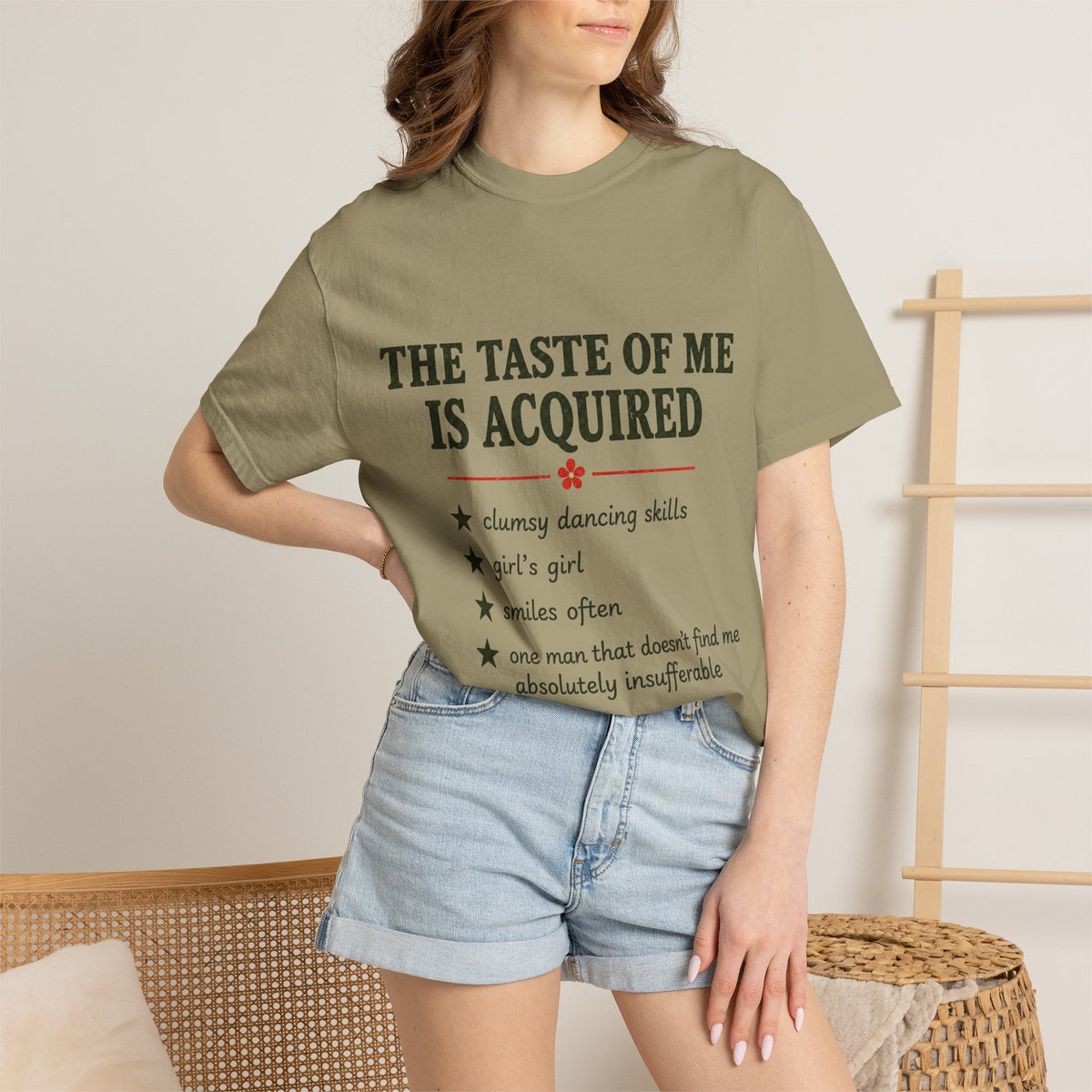 T-Shirt — "The Taste of Me Is Acquired" Funny Self-Description Tee