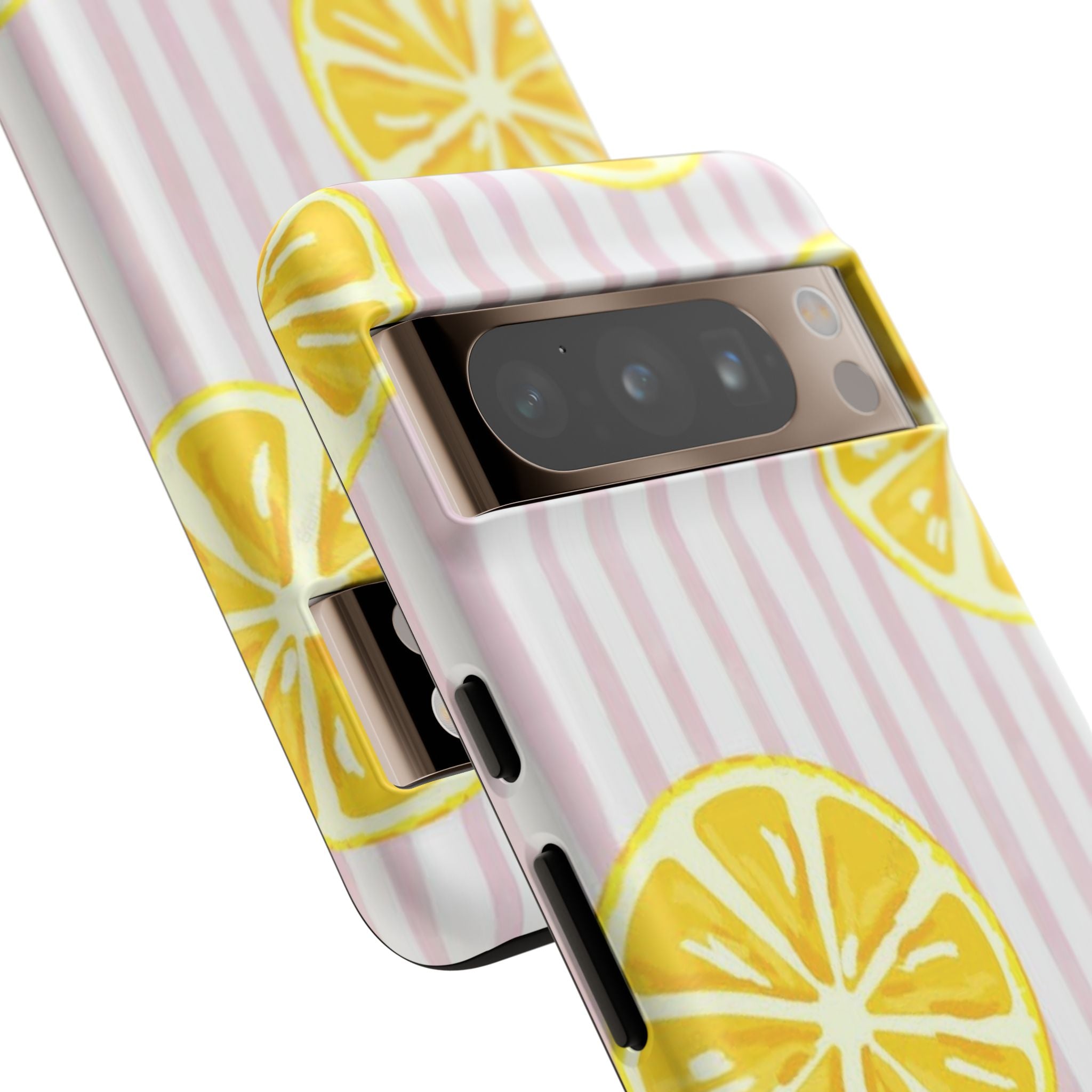 Lemon Slices Tough Case — Cute Pink Stripe Phone Cover
