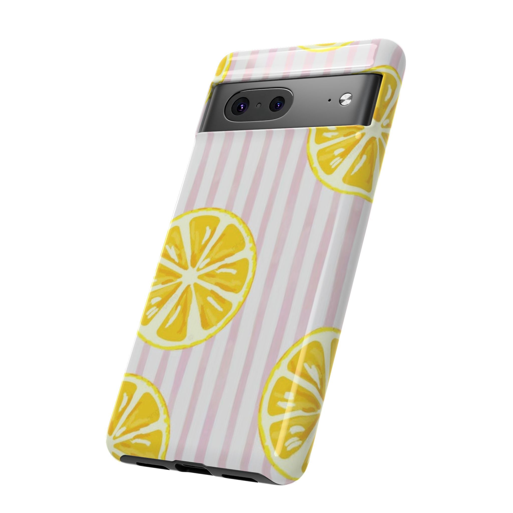 Lemon Slices Tough Case — Cute Pink Stripe Phone Cover