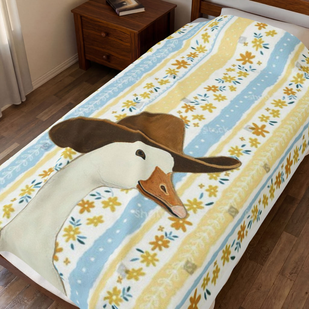 Cowboy Goose Velveteen Plush Blanket – Cute Farm Animal Throw for Nursery & Cozy Home Decor