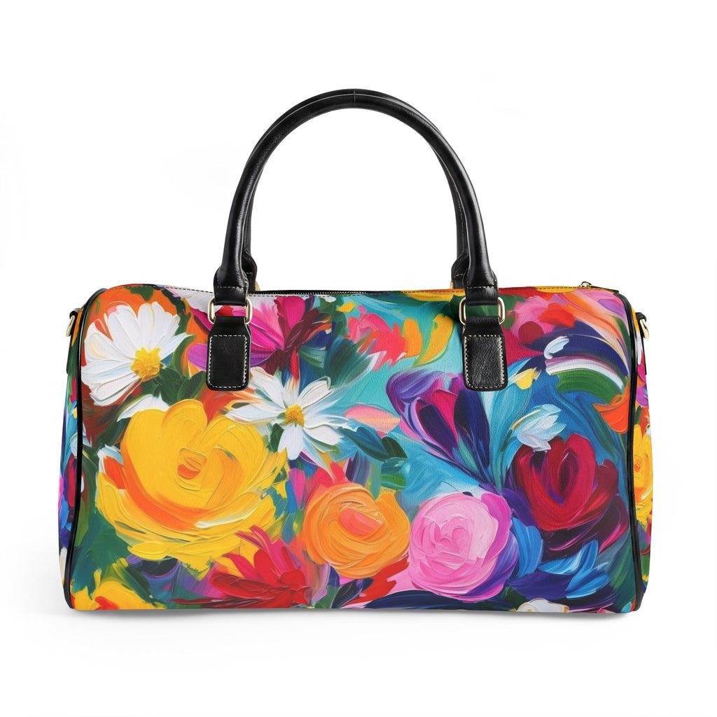 Colorful Floral Faux Leather Travel Bag