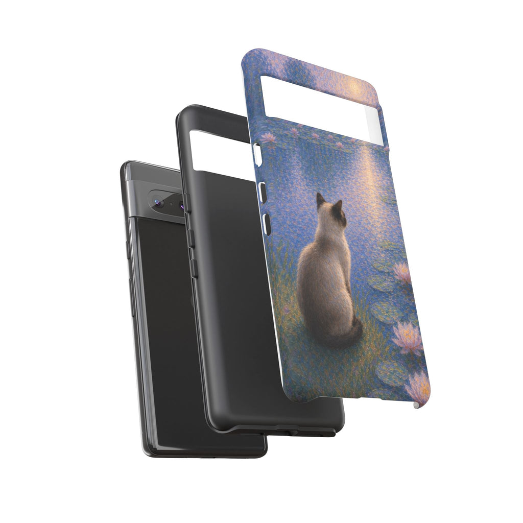 Cat Moonlight Phone Case — Serene Siamese by Lily Pond