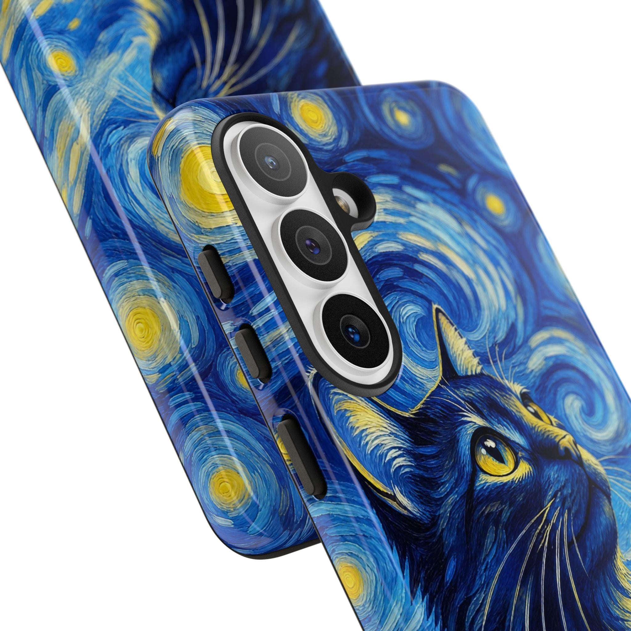 Starry Night Cat Phone Case — Van GoghStyle Blue Galaxy iPhone Cover